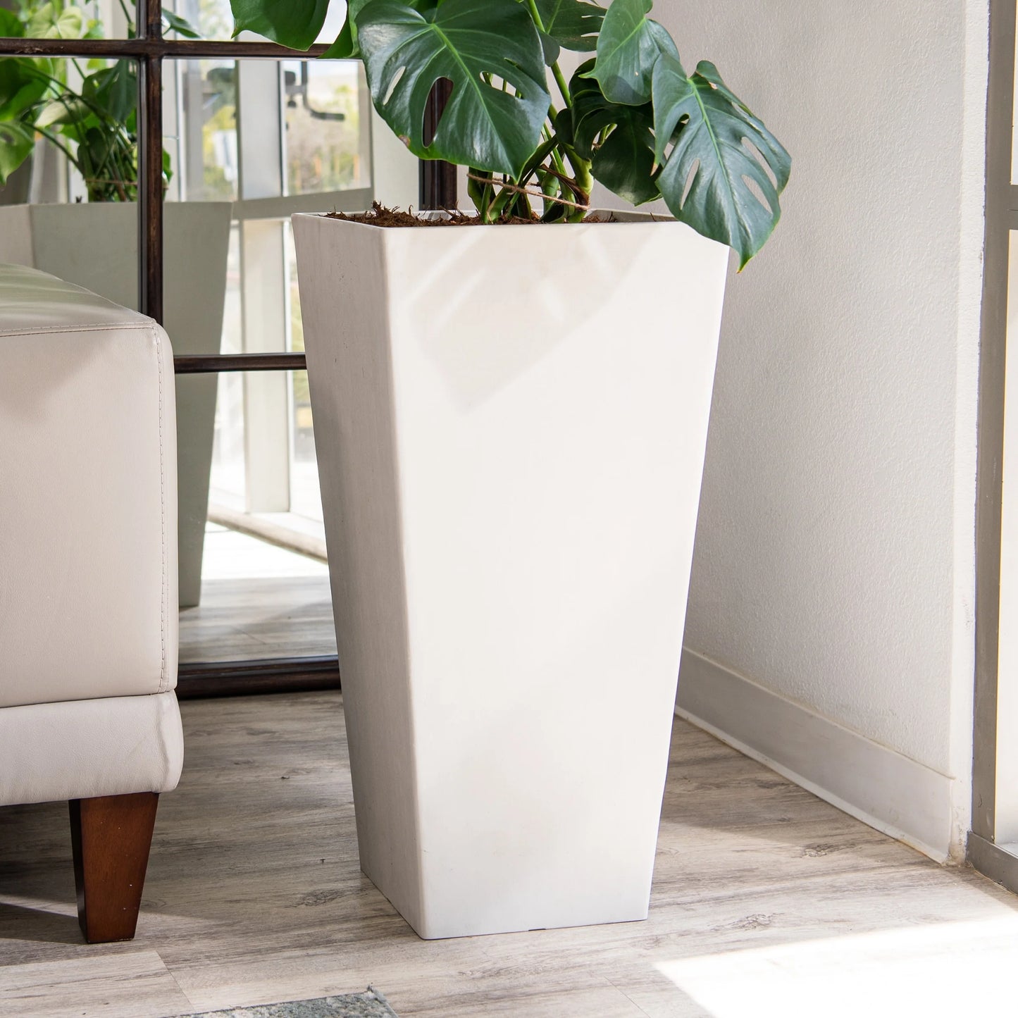 XBrand Modern Square Tapered Planter – 28" or 30" Tall, Indoor & Outdoor Use