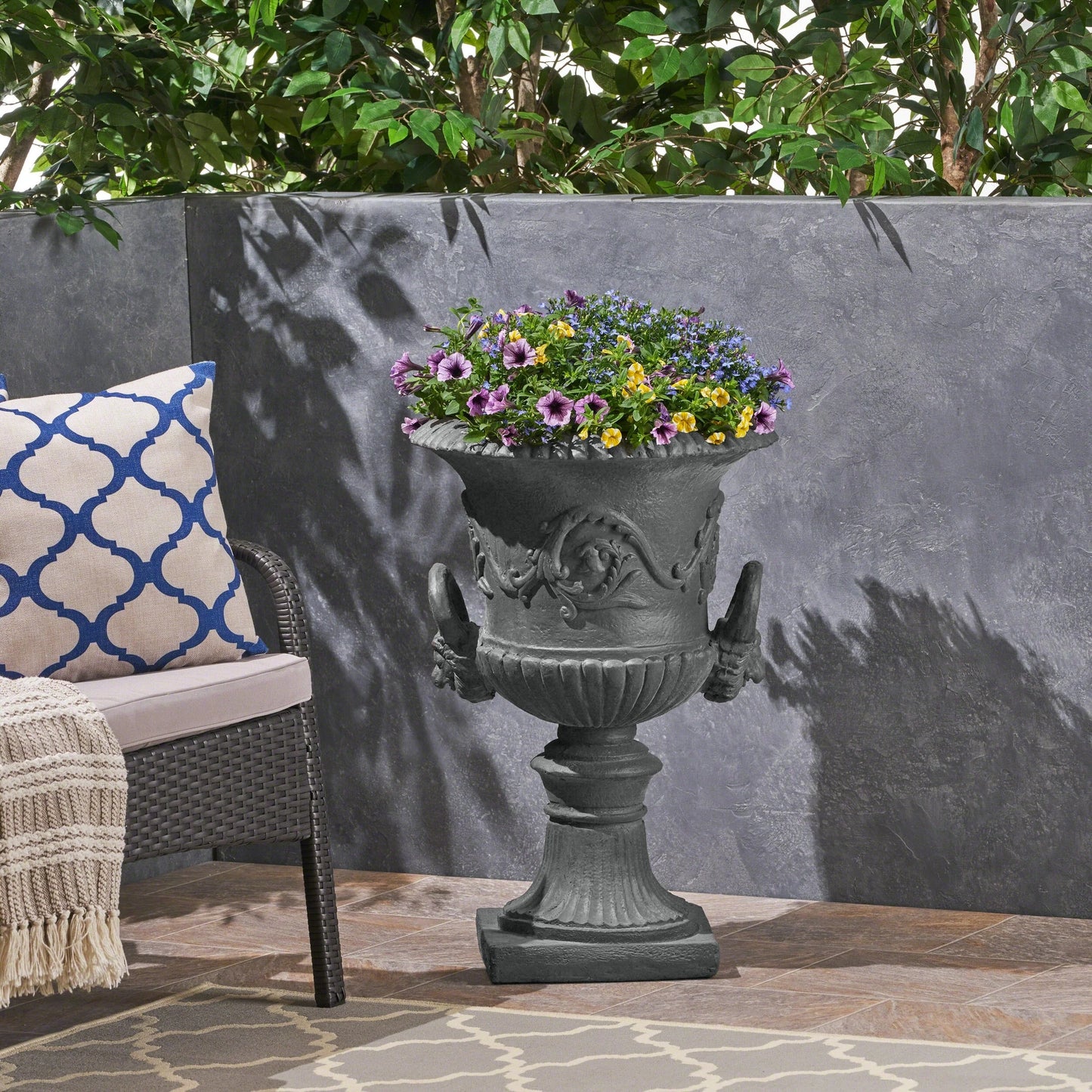 Adonis Roman Botanical Lightweight Concrete Chalice Garden Urn Planter by Christopher Knight Home