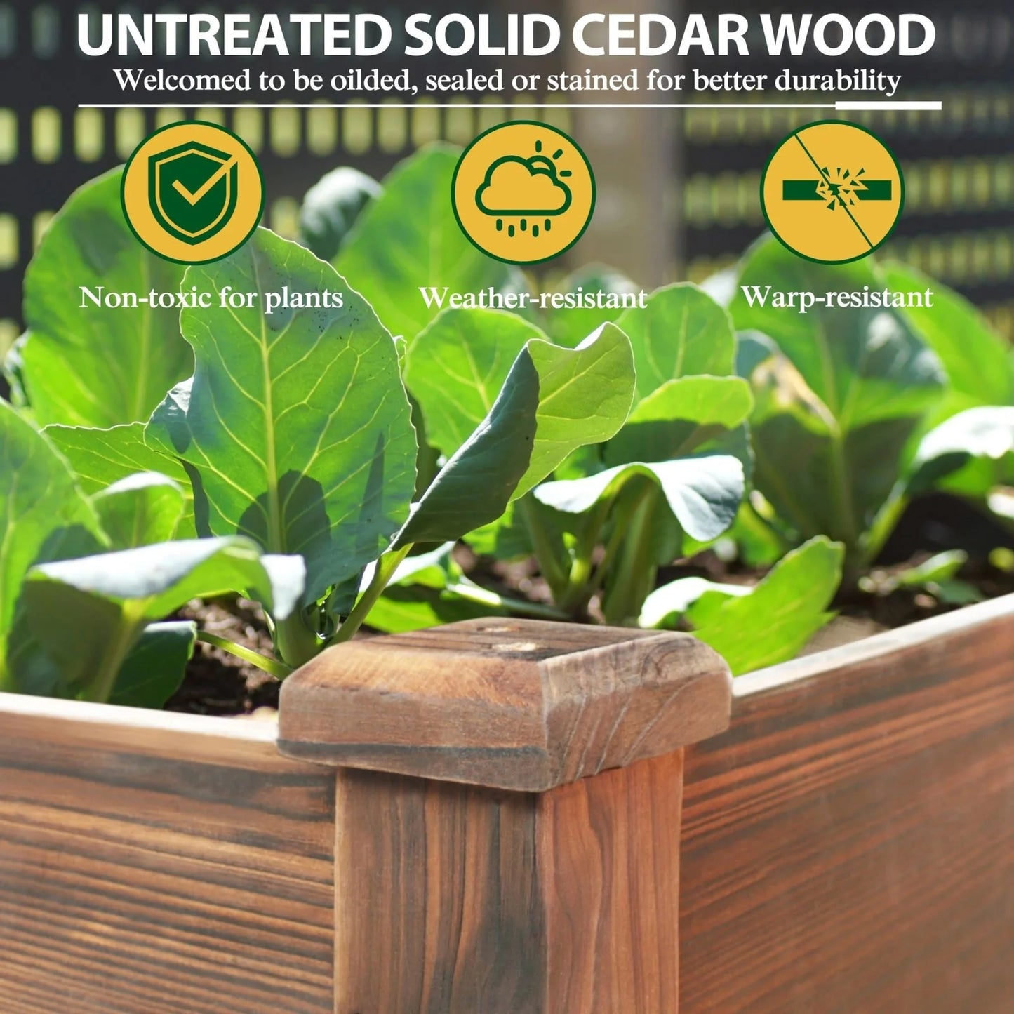 VEIKOUS Wood Raised Garden Bed Elevated Planter Box with Drainage Holes - 46.8''W x 22.4''D x 30.3''H