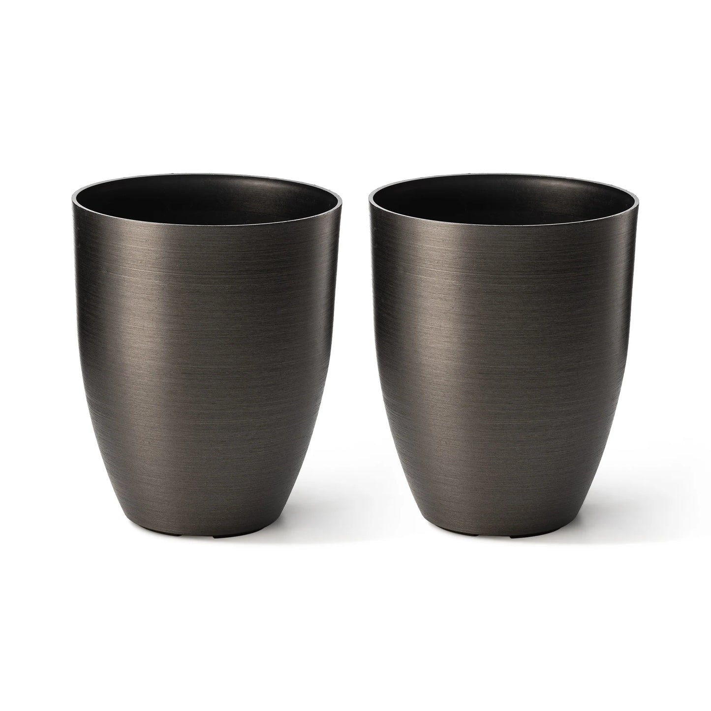 Glitzhome 16.75"H Set of 2 Oversized Eco-Friendly PE/Resin Faux Ceramic Tall Plastic Planter Porch Pot