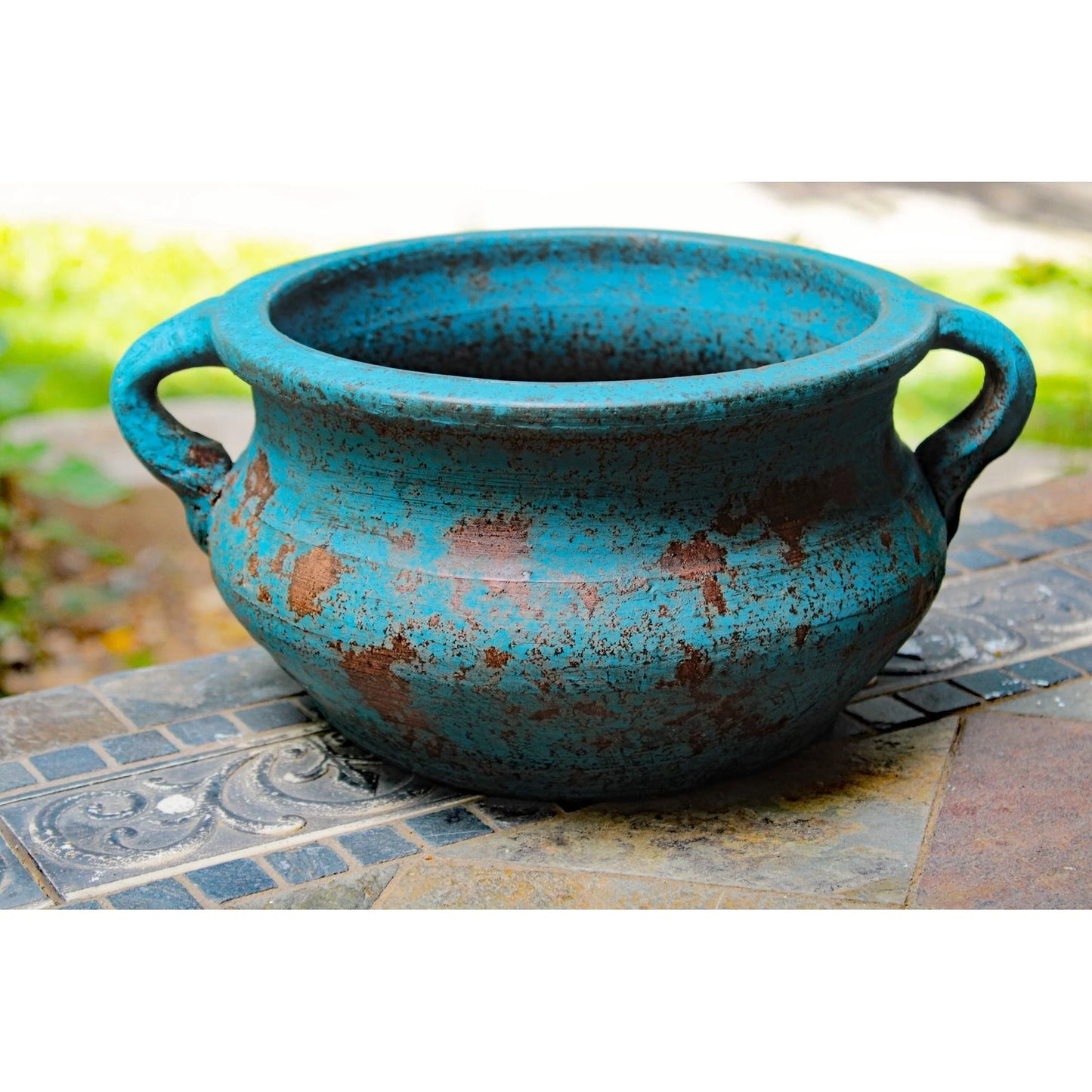 Egyptian Era Terracotta Planter in Blue,Green, Red, Purple in 2 sizes