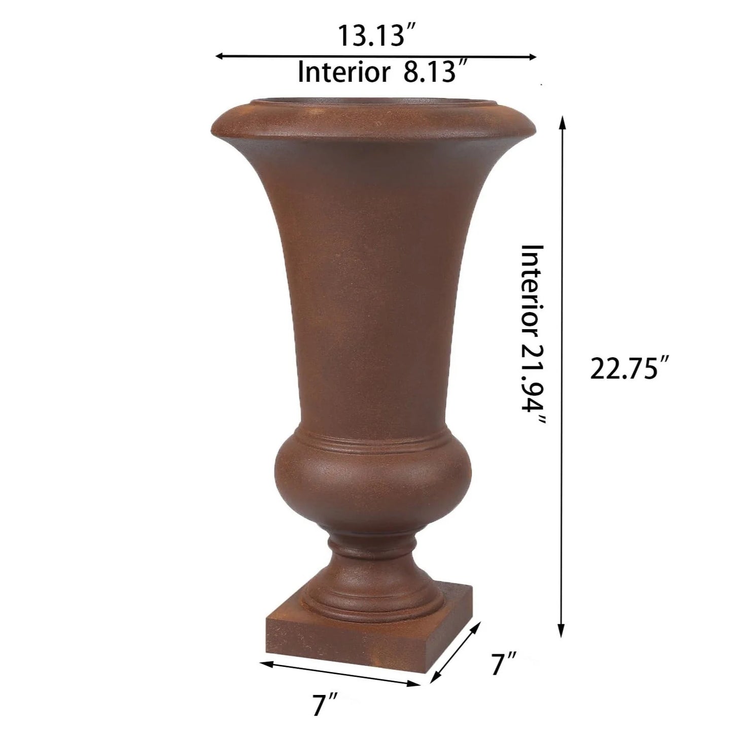 22.75" H Handmade Fiber Stone Tall Urn Planter Pot