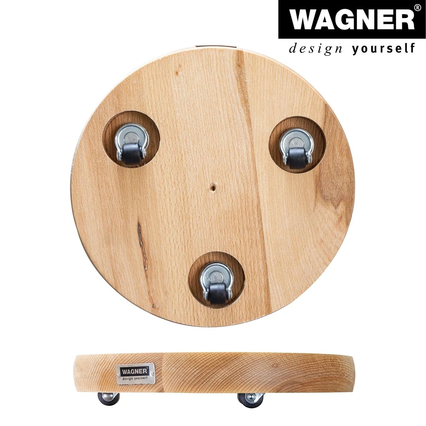 10" Natural Round Indoor Wooden Plant Caddy w/No-Show Casters - 9.6"Dx1.8"H