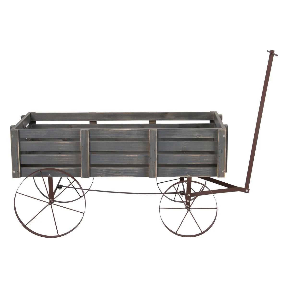 Goldcoast 51" Rustic Wagon Garden Planter with Metal Wheels