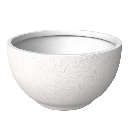 Grove Modern Round Fiberstone and MgO Clay Plant Pot with Drainage Holes for Indoor & Outdoor Home Office Yard Patio Decor
