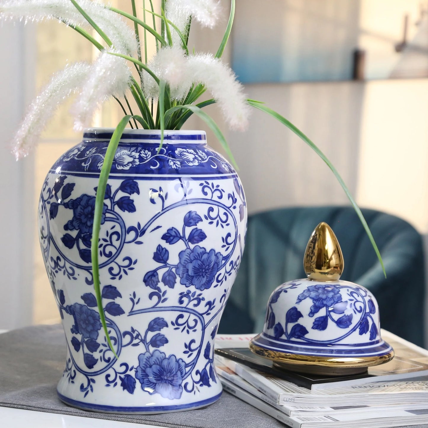 Sagebrook Home Patterned Eclectic Temple Jar with Lid