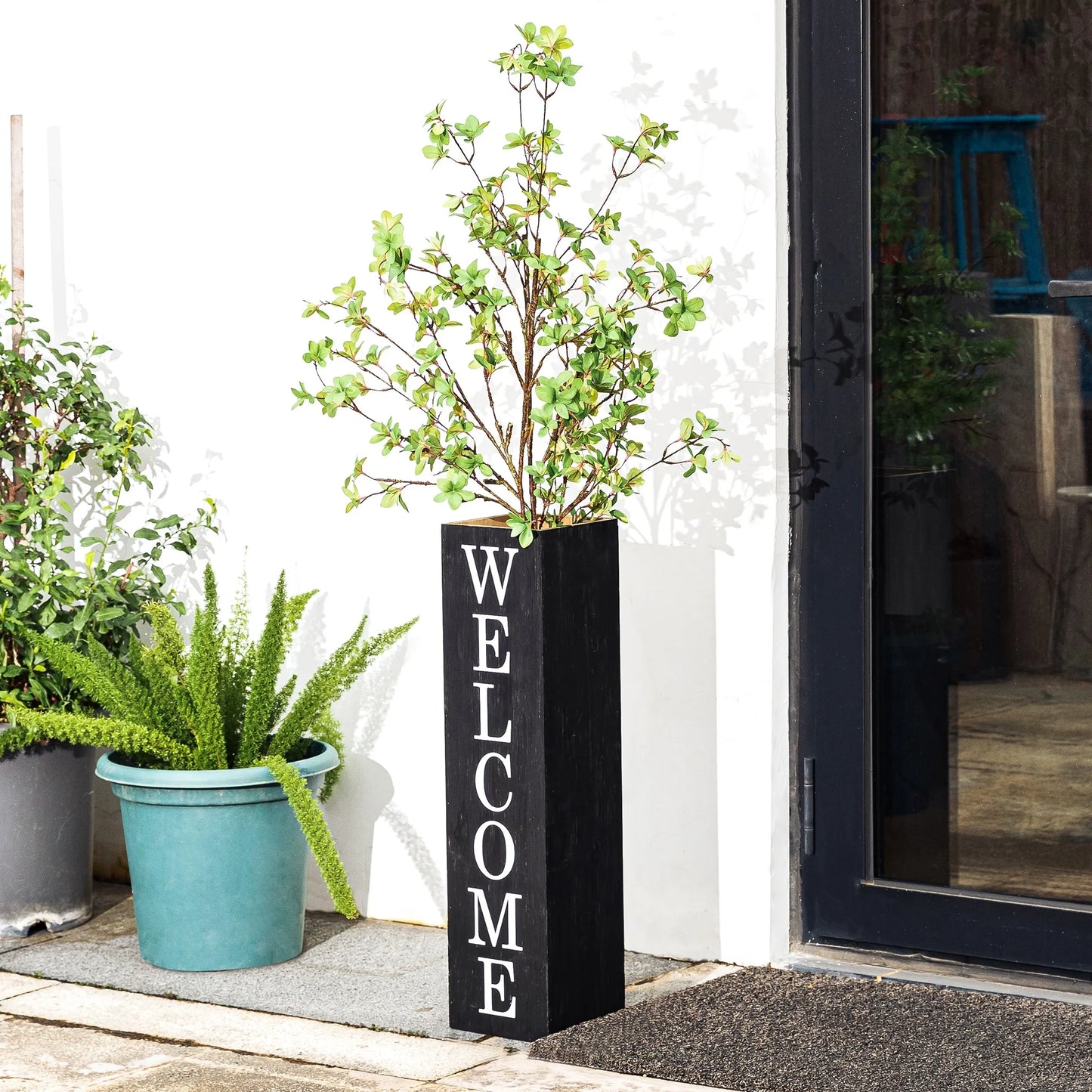Glitzhome 30"H Rustic Welcome & Home or Welcome & Porch Double Sided Wooden Planter Sign Front Door Decor(2025 Quality-upgraded)