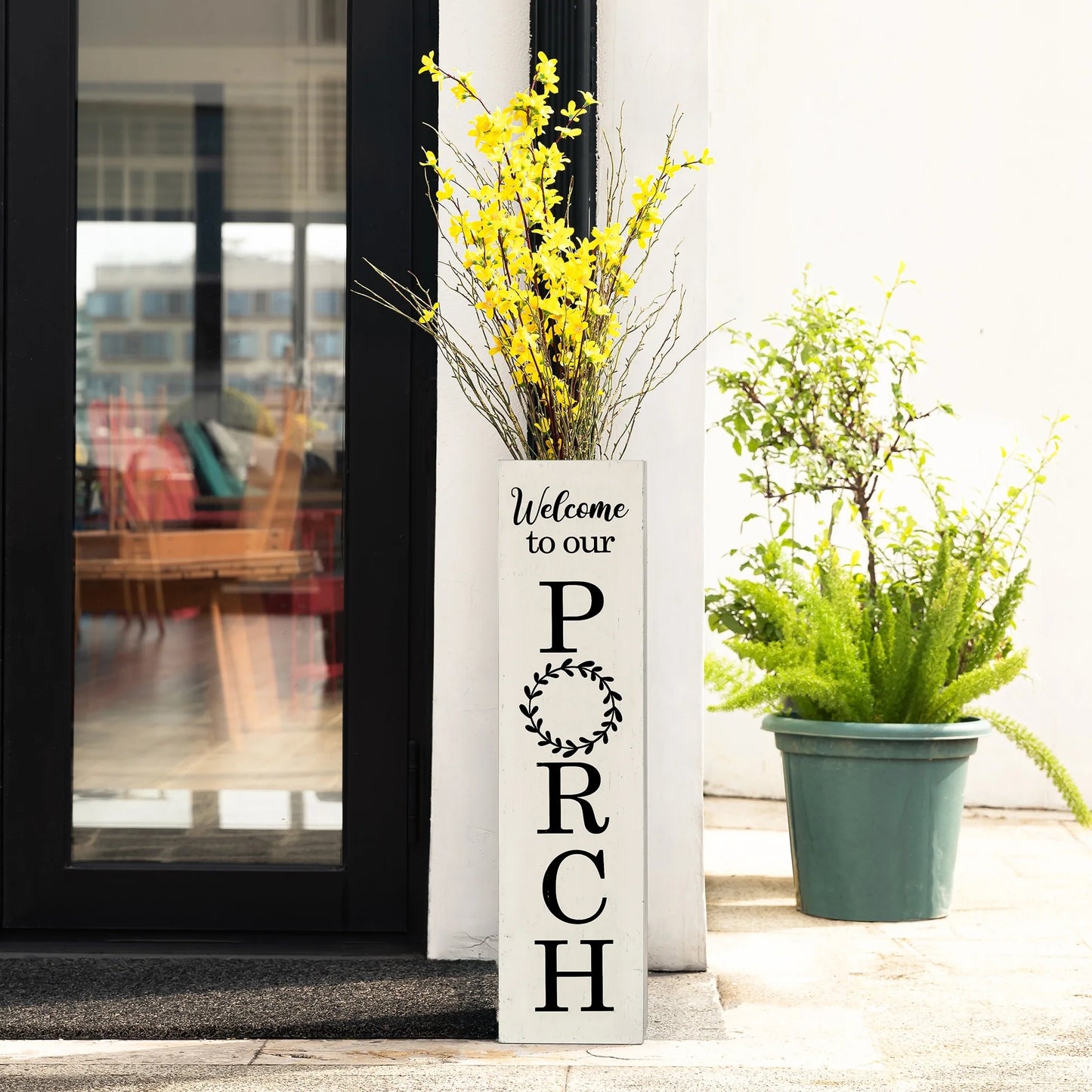 Glitzhome 30"H Rustic Welcome & Home or Welcome & Porch Double Sided Wooden Planter Sign Front Door Decor(2025 Quality-upgraded)