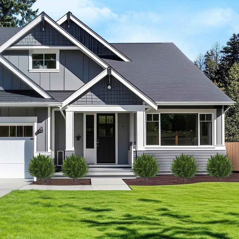 Set of 2 18" Artificial Cedar Topiary Ball Trees with Ground Spike, Indoor Outdoor Fake Shrubs Plants - Green