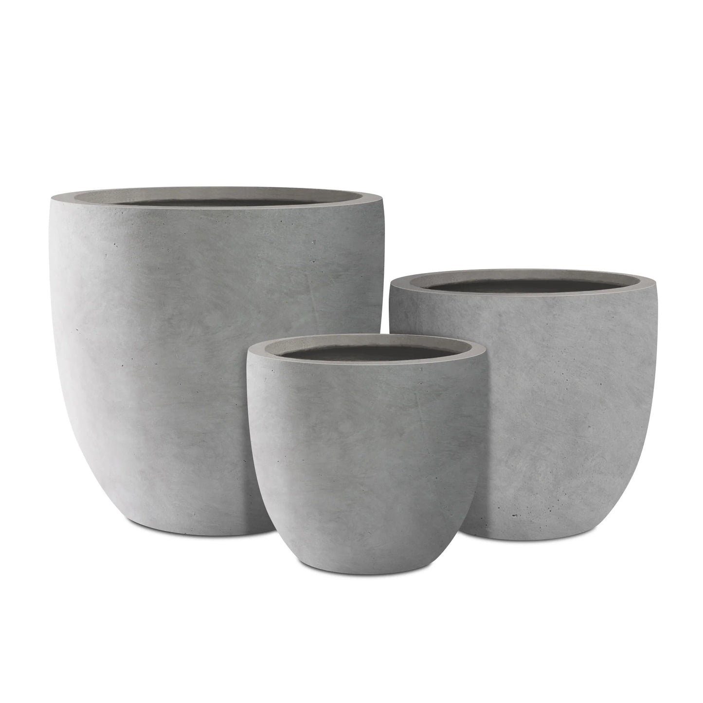Kante Large Concrete Round Planters (Set of 3), Outdoor/Indoor, Modern, Lightweight, Weather Resistant (Slate Gray)