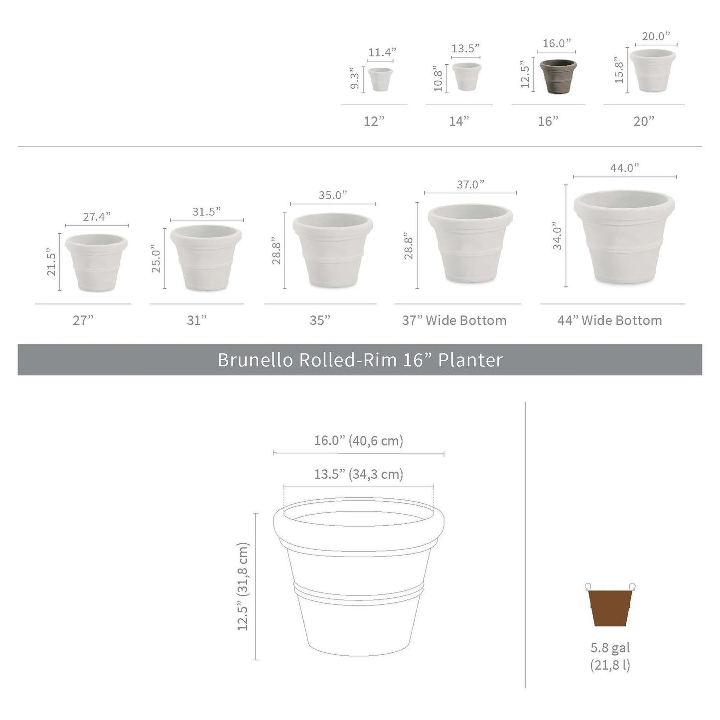 Brunello Classic Round Planter