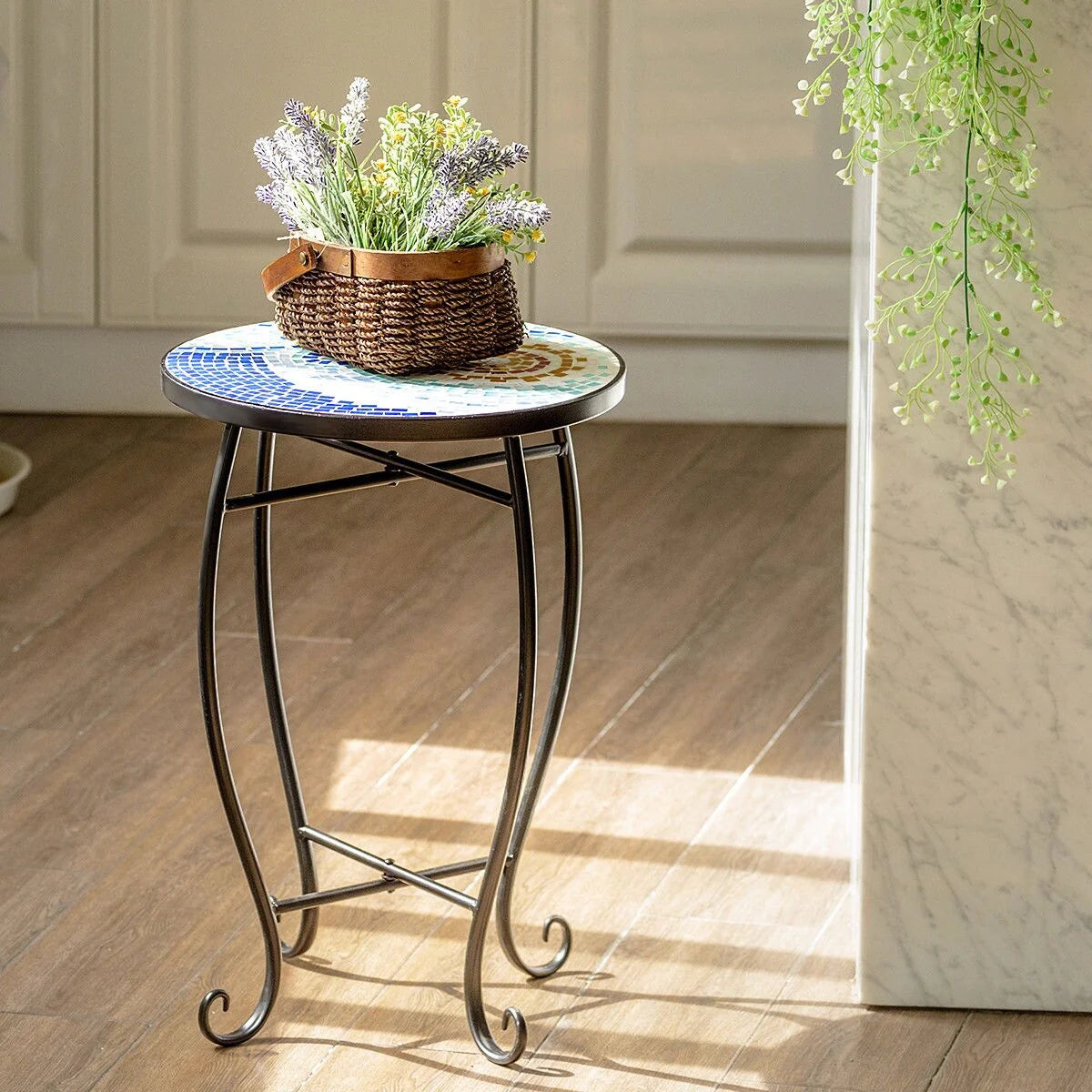 Costway Outdoor Indoor Accent Table Plant Stand Scheme Garden Steel
