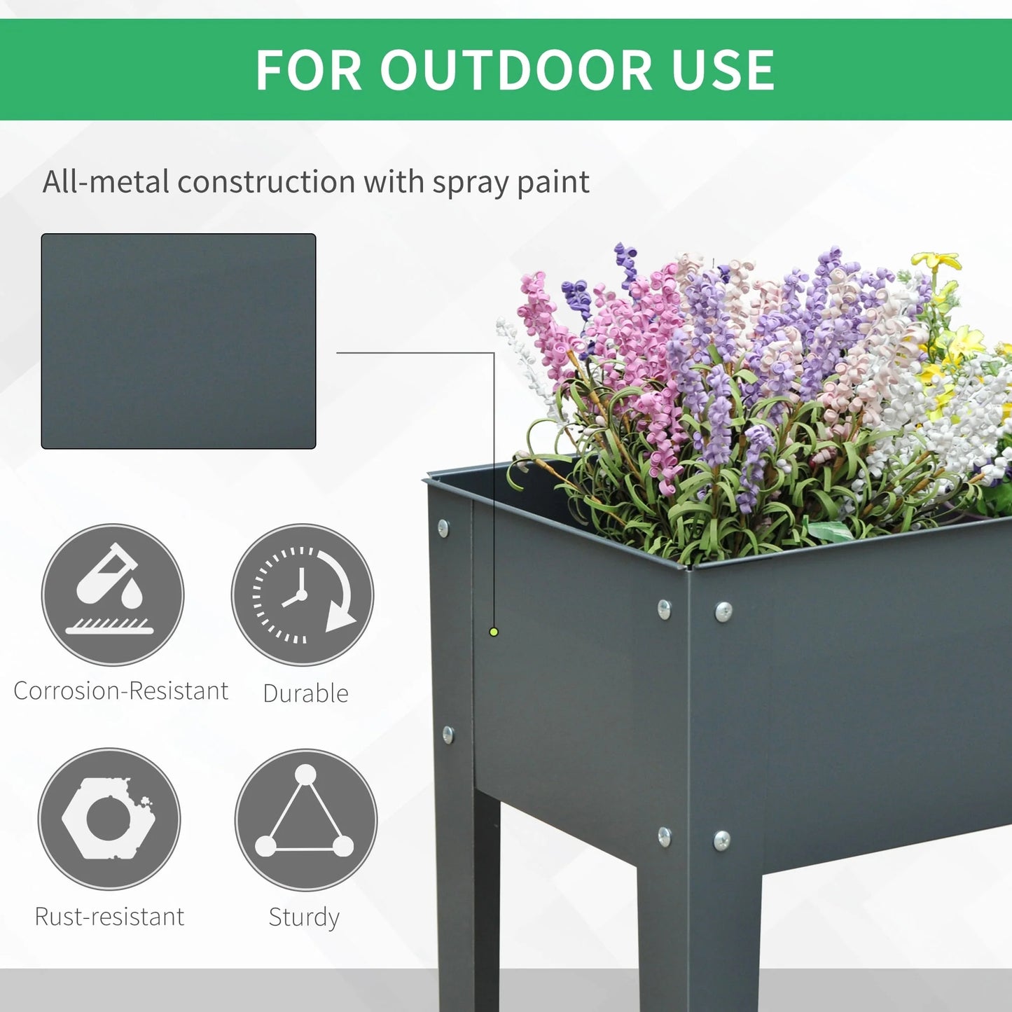 Outsunny Long Raised Garden Bed Outdoor Planter Box