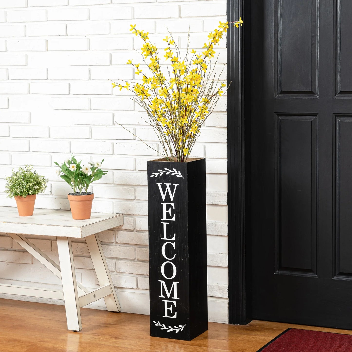 Glitzhome 30"H Rustic Welcome & Home or Welcome & Porch Double Sided Wooden Planter Sign Front Door Decor(2025 Quality-upgraded)
