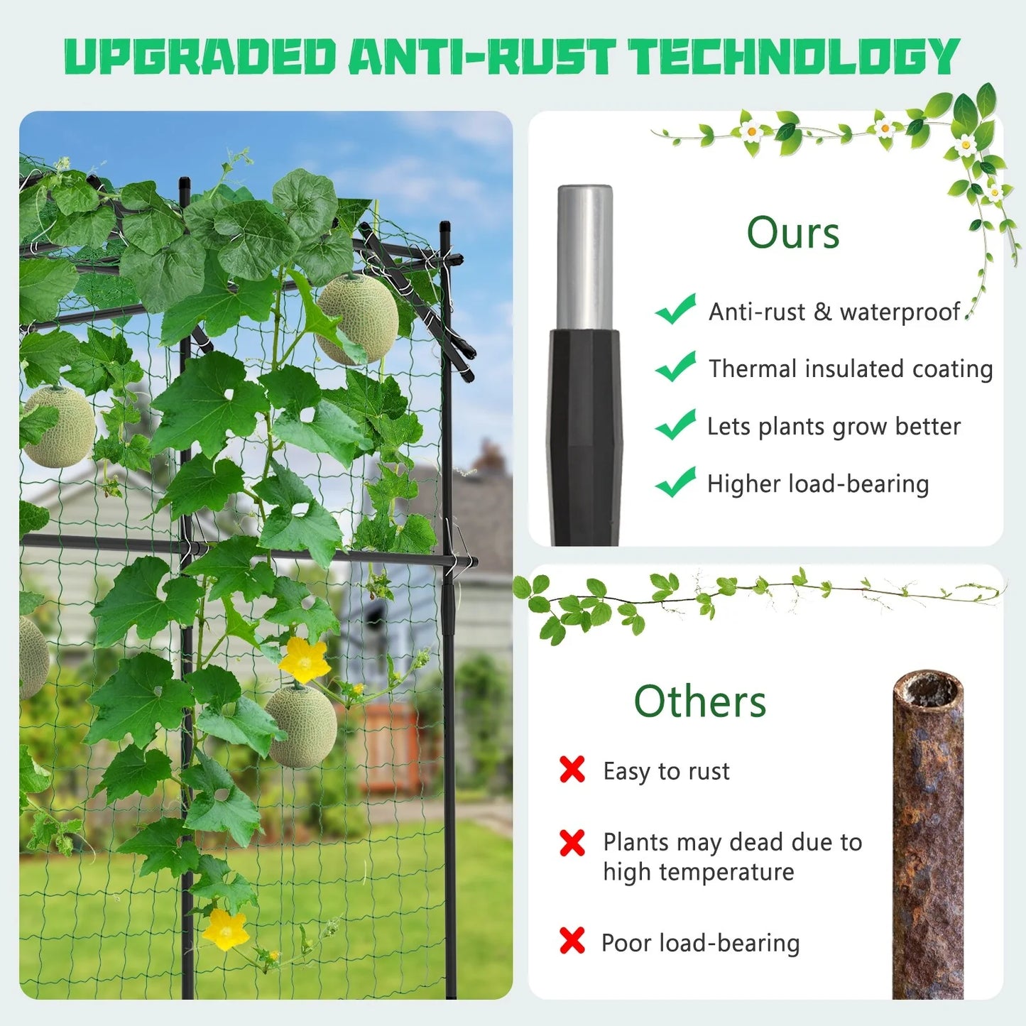DoCred Garden Trellis for Climbing Plants, Outdoor Metal Trellis