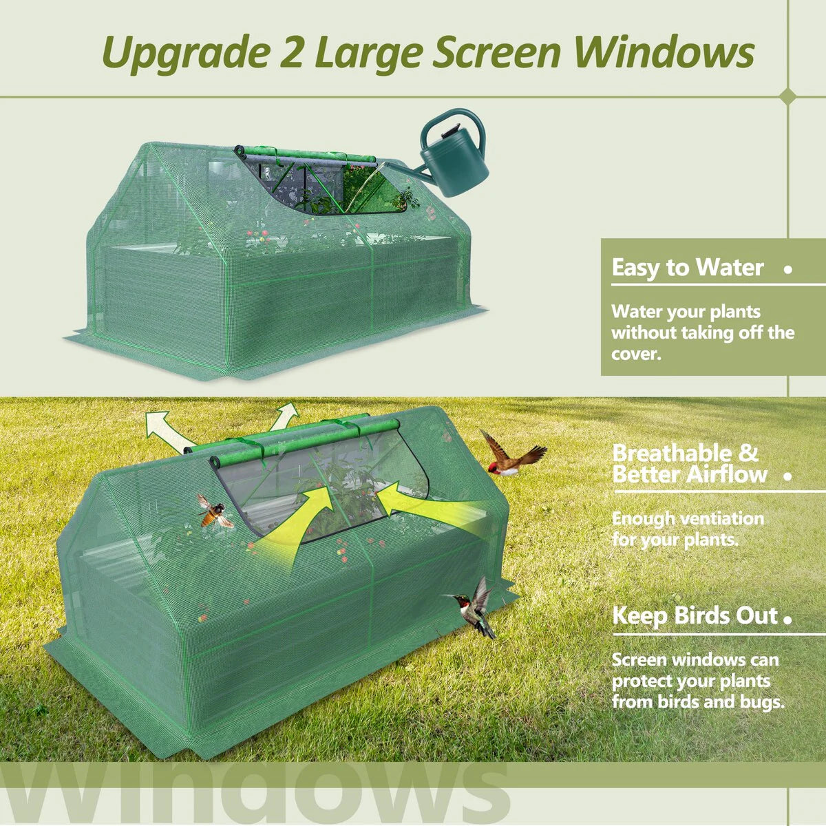 8x4x2ft Galvanized Raised Garden Bed with Cover Metal Planter Box
