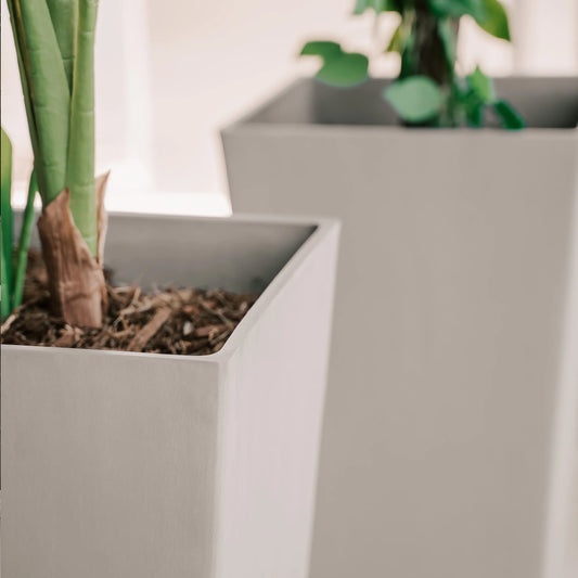 XBrand Modern Square Tapered Planter – 28" or 30" Tall, Indoor & Outdoor Use