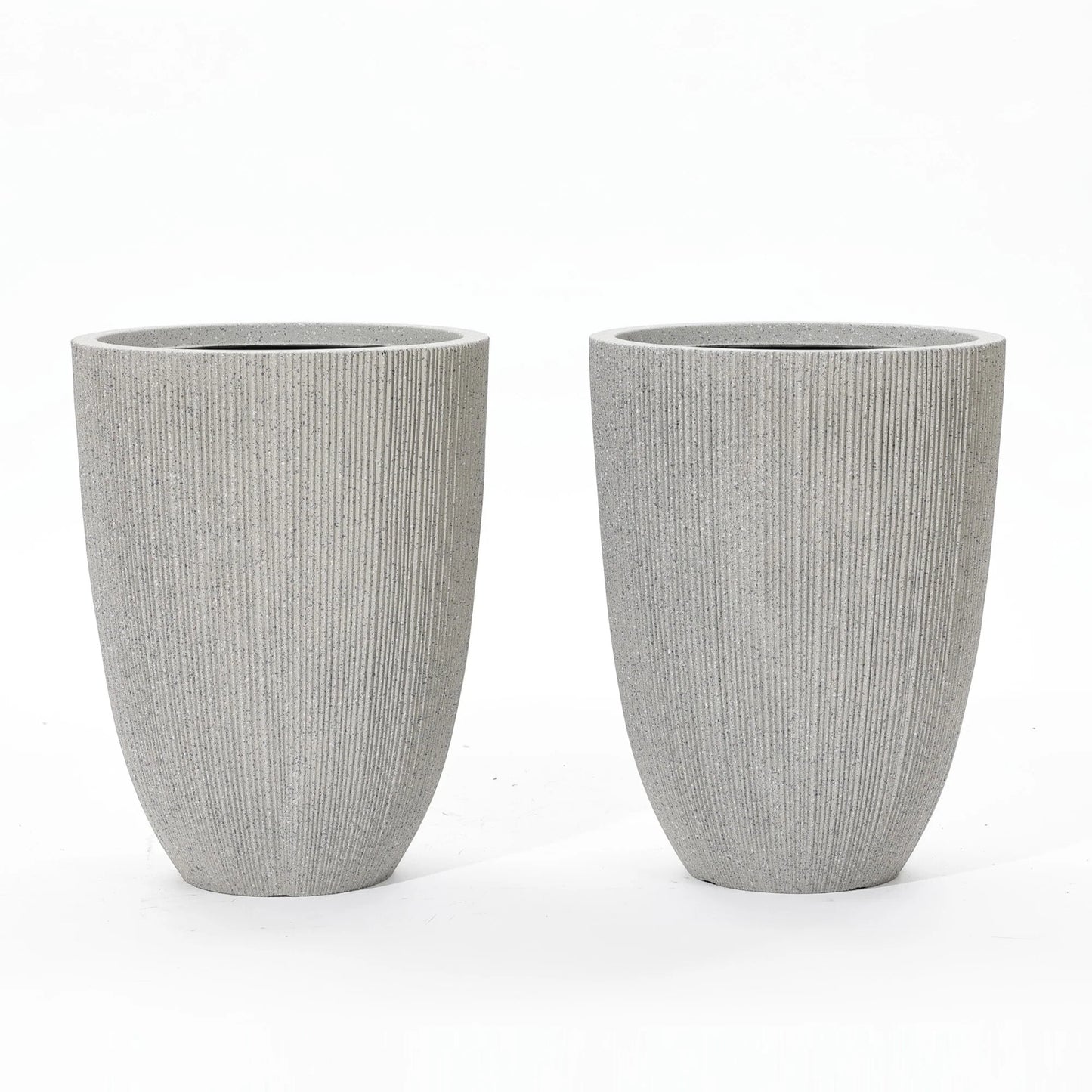 2-Piece Tall Tapered Round Plastic Planters Set, Mediterranean Style