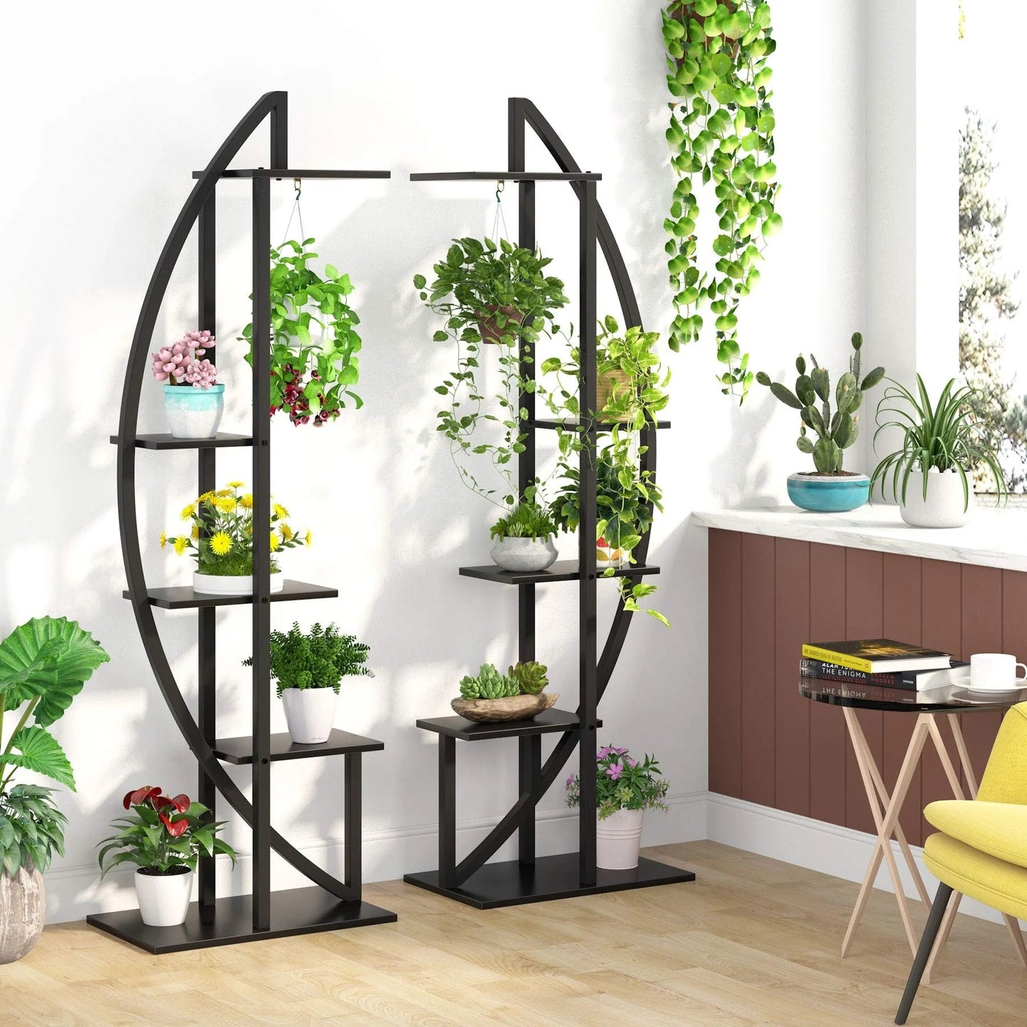 Metal/ MDF 5-tier Curved Plant Stand (Set of 2)