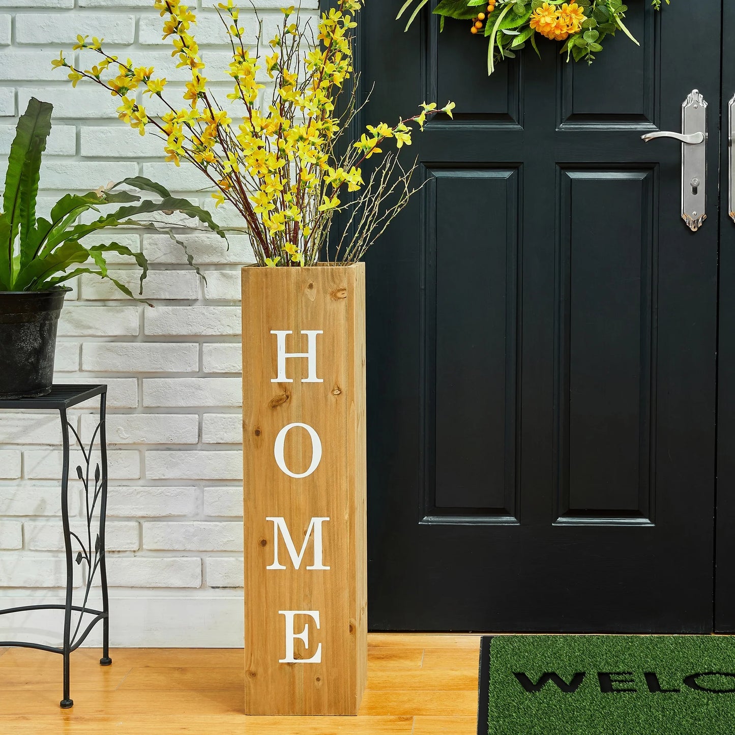 Glitzhome 30"H Rustic Welcome & Home or Welcome & Porch Double Sided Wooden Planter Sign Front Door Decor(2025 Quality-upgraded)
