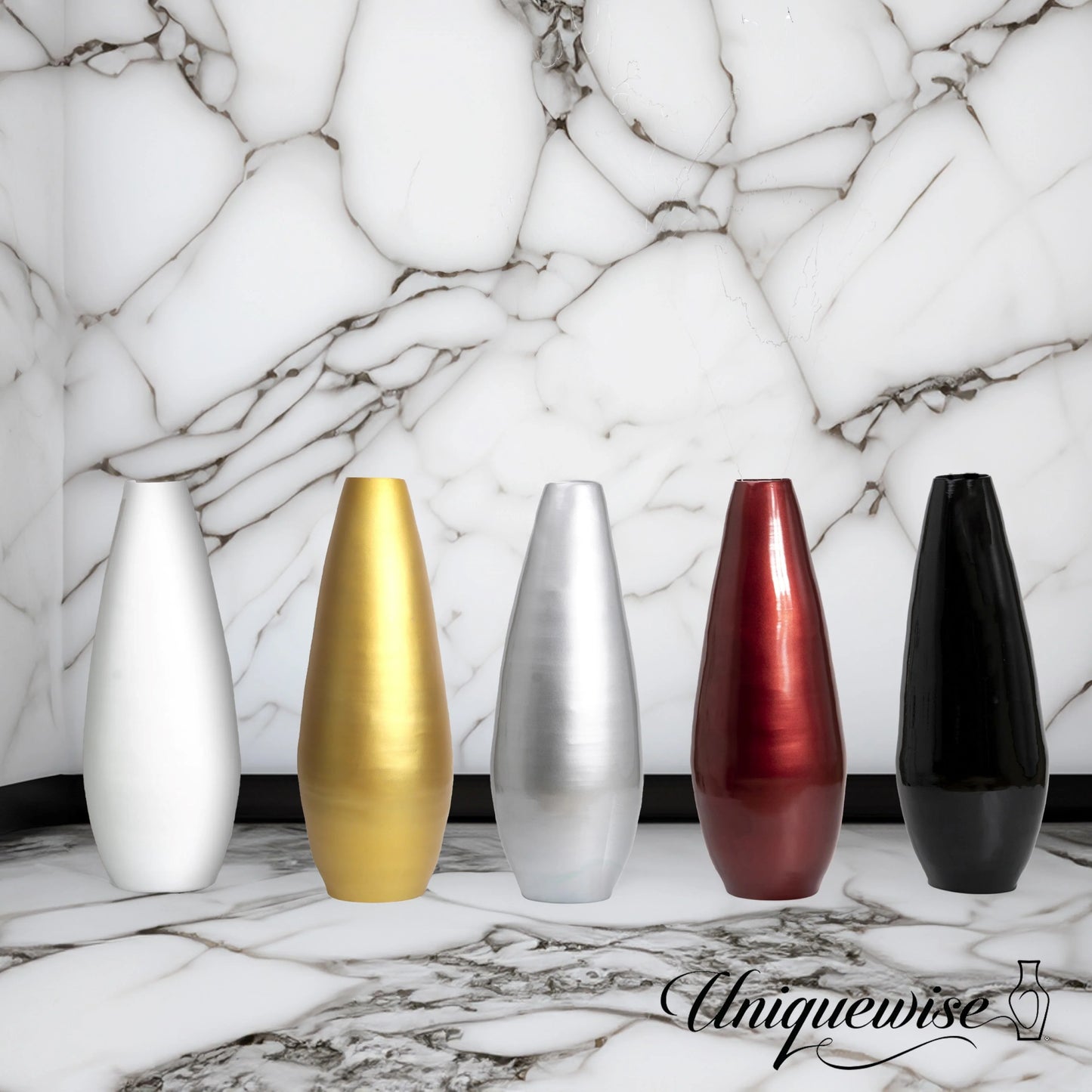 31.5" Spun Bamboo Tall Floor Vase - Sleek Matte Finish, Elegant Home Decoration, Modern Accent Piece, Living Room Decor