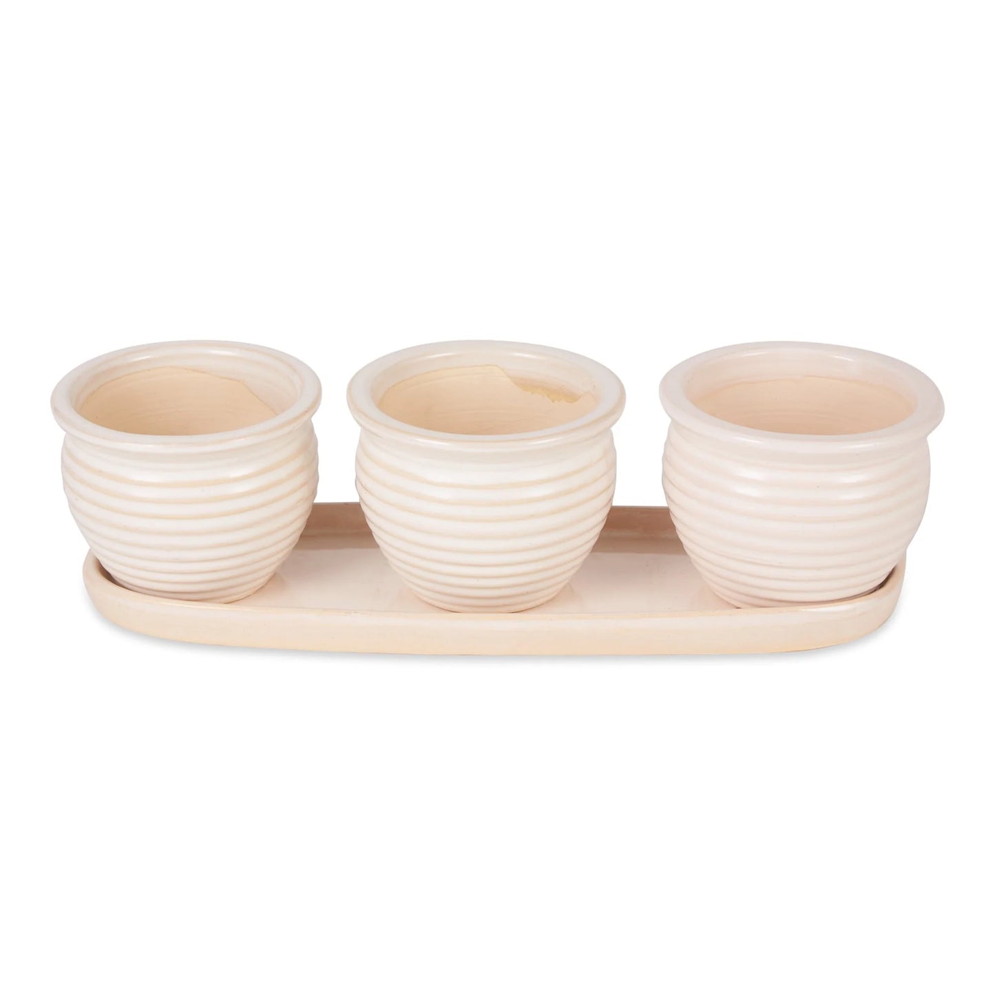 White Square Ceramic Small Planter (Set of 3)