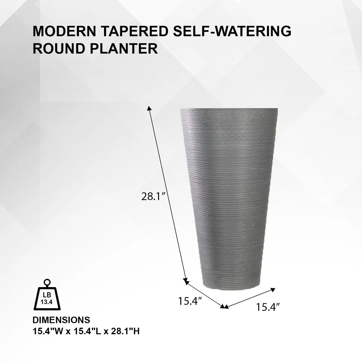 XBrand Modern 28-Inch Tall Round Planter, Modern Tapered, Indoor & Outdoor Planter