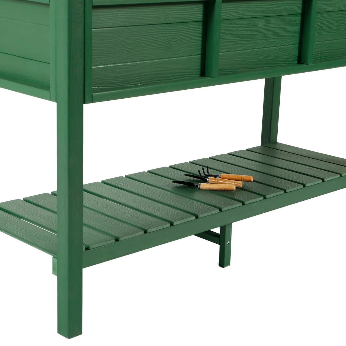 LUE BONA Patio Plastic Raised Elevated Garden Bed HDPS Planter Box Stand with Storage Shelf and Legs