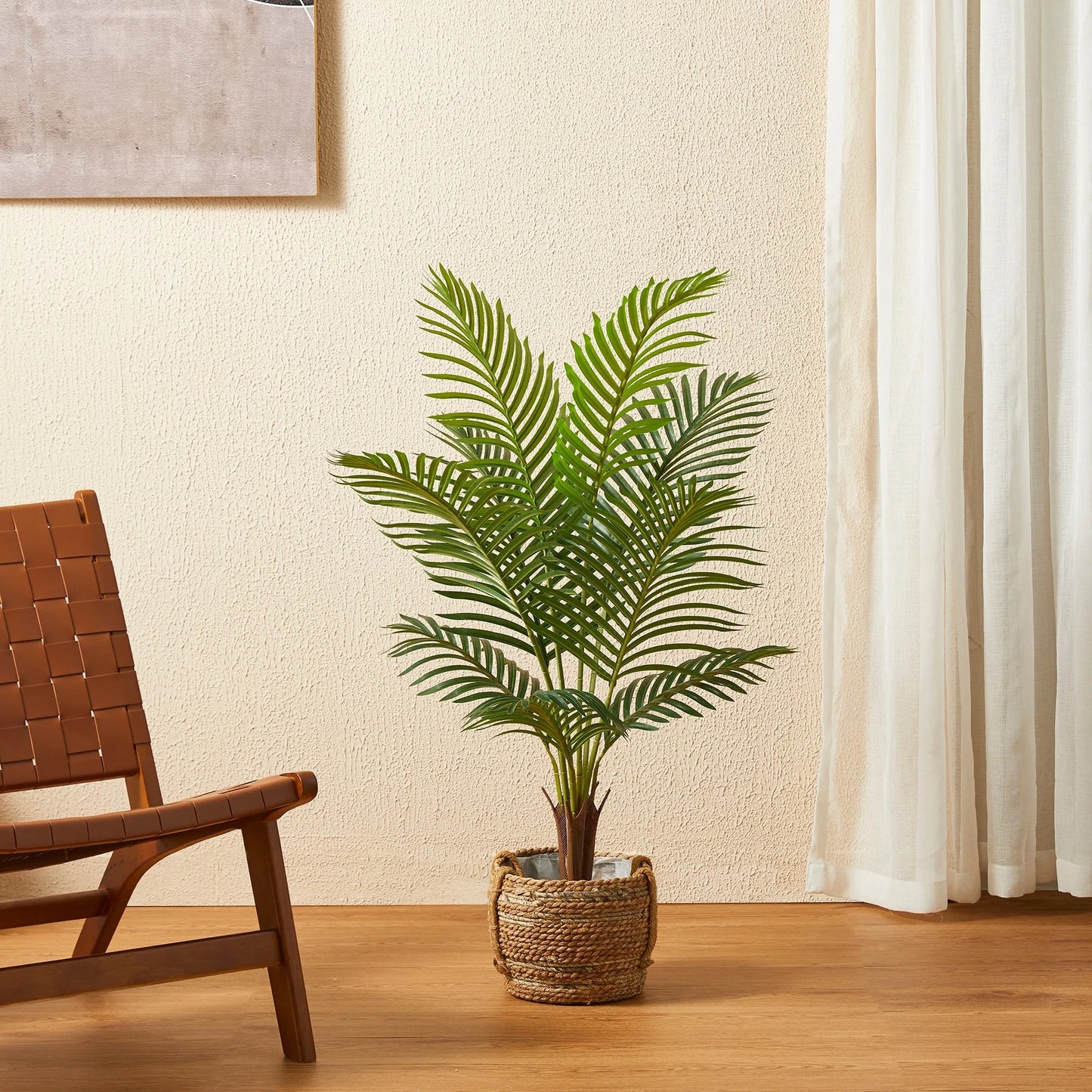 Glitzhome 43"H Real Touch Areca Palm Artificial Fronds Tree in Pot - 19.75"D x 43.25"H