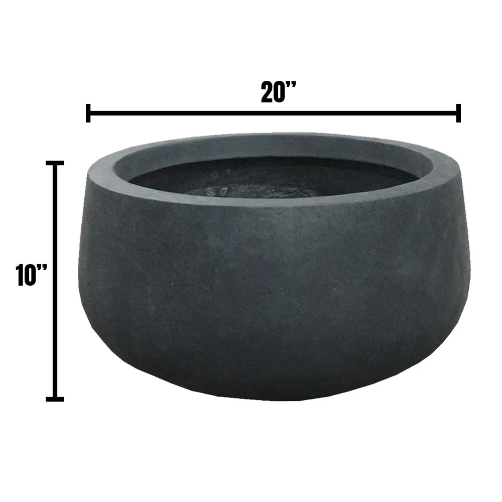 Durx-litecrete Lightweight Concrete Modern Low Bowl Cement Planter-Large - 19.7'x19.7'x9.8'