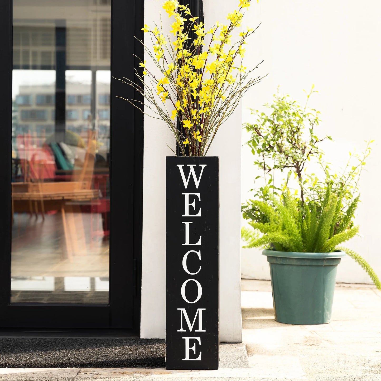 Glitzhome 30"H Rustic Welcome & Home or Welcome & Porch Double Sided Wooden Planter Sign Front Door Decor(2025 Quality-upgraded)