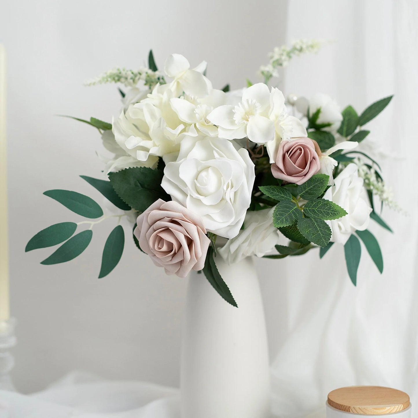 11 Inch Wedding Bouquet, Boho Bridesmaid Bouquet, Real Touch Bridal Bouquet, Floral Arrangement for Wedding