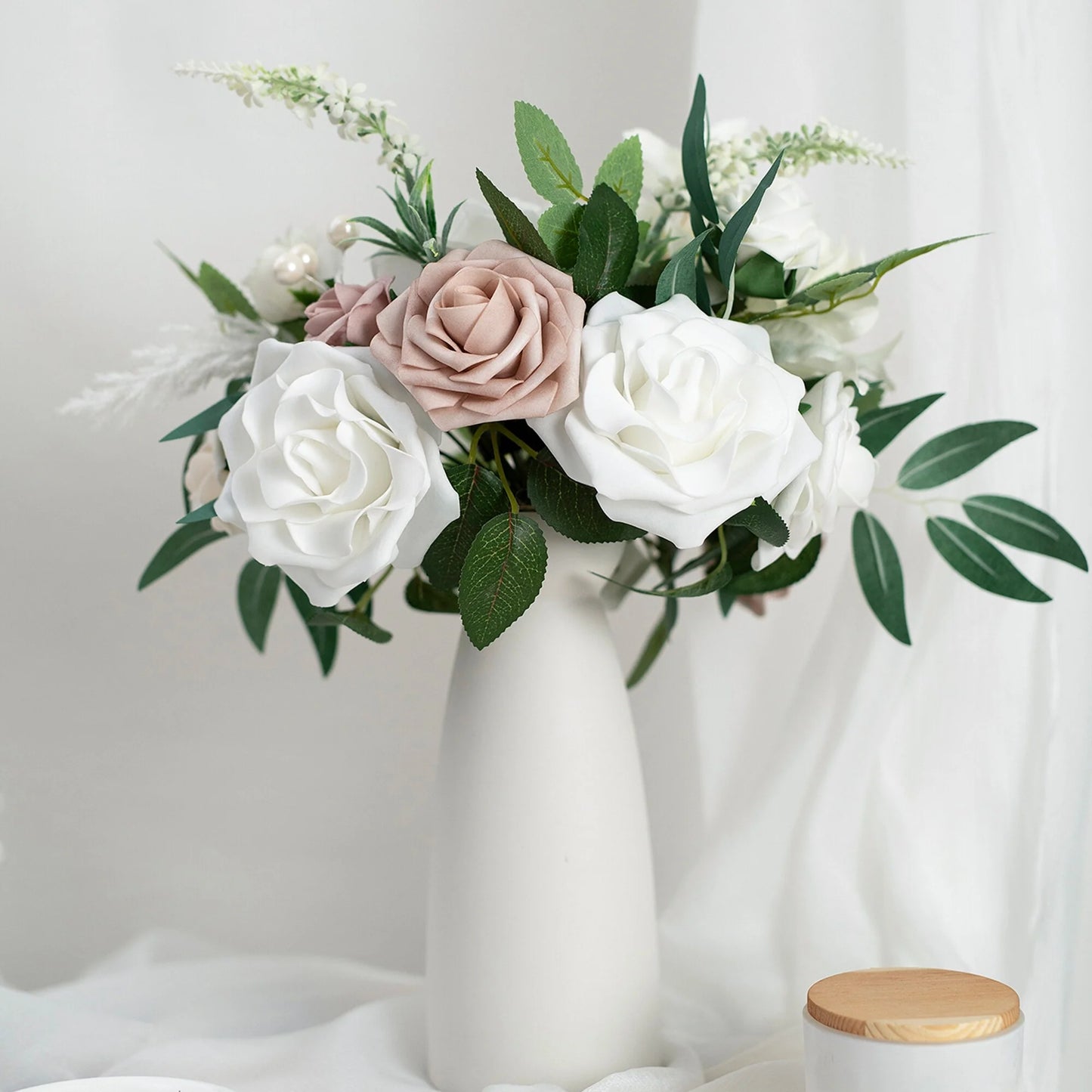 11 Inch Wedding Bouquet, Boho Bridesmaid Bouquet, Real Touch Bridal Bouquet, Floral Arrangement for Wedding