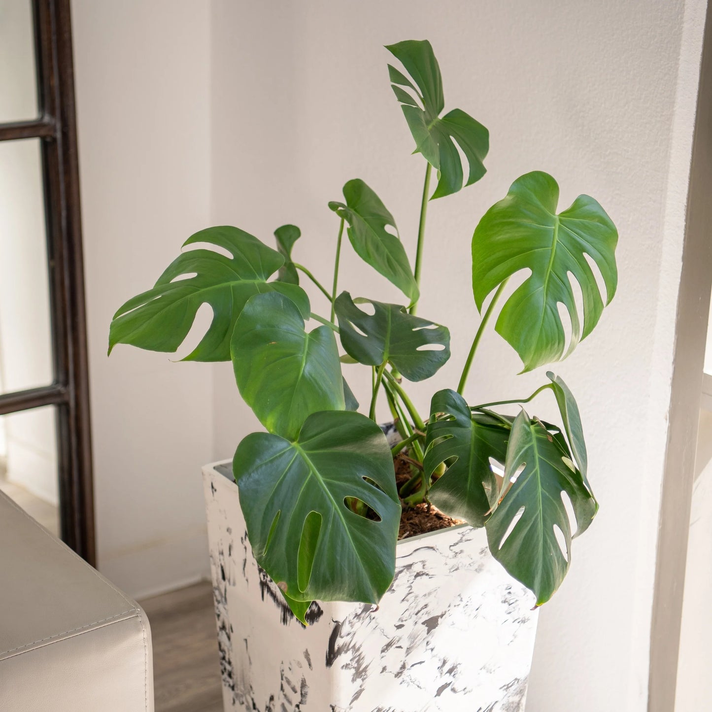 XBrand Modern 28-Inch Tall Square Modern Tapered Indoor & Outdoor Planter