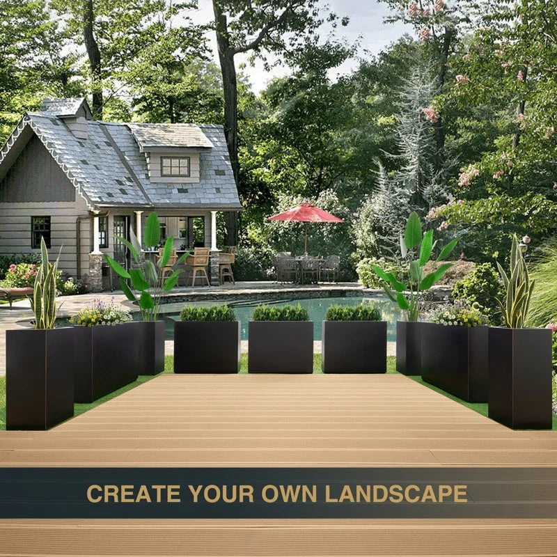 Metallic Heavy Planter for Outdoor Plants, 38Lx10Wx30H Inches Tall and Long Metal Divider Planter Box - 38"x30"x10"