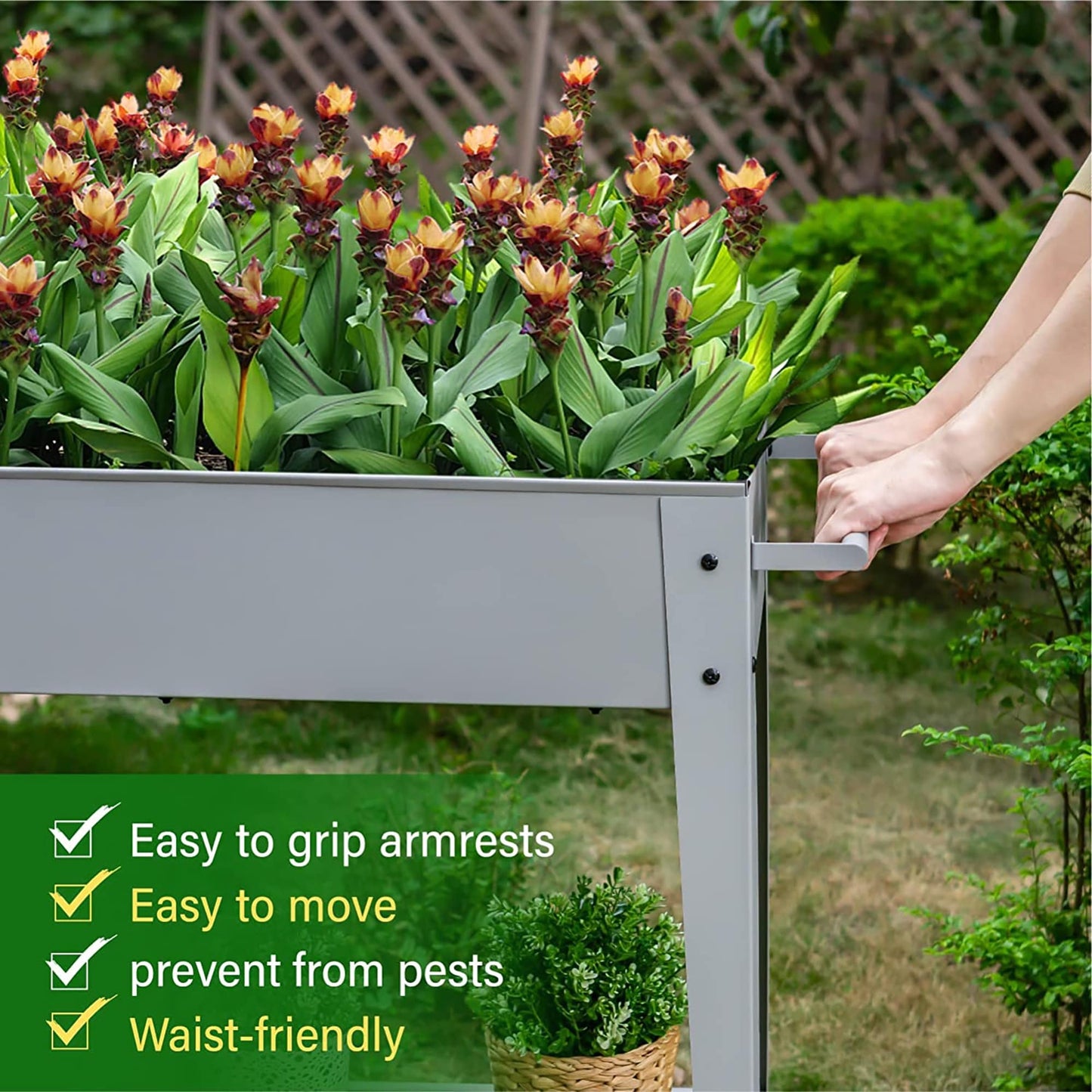 MAISON ARTS Metal Raised Planter Box with Legs Outdoor Elevated Garden Bed On Wheels for Vegetables Flower Herb