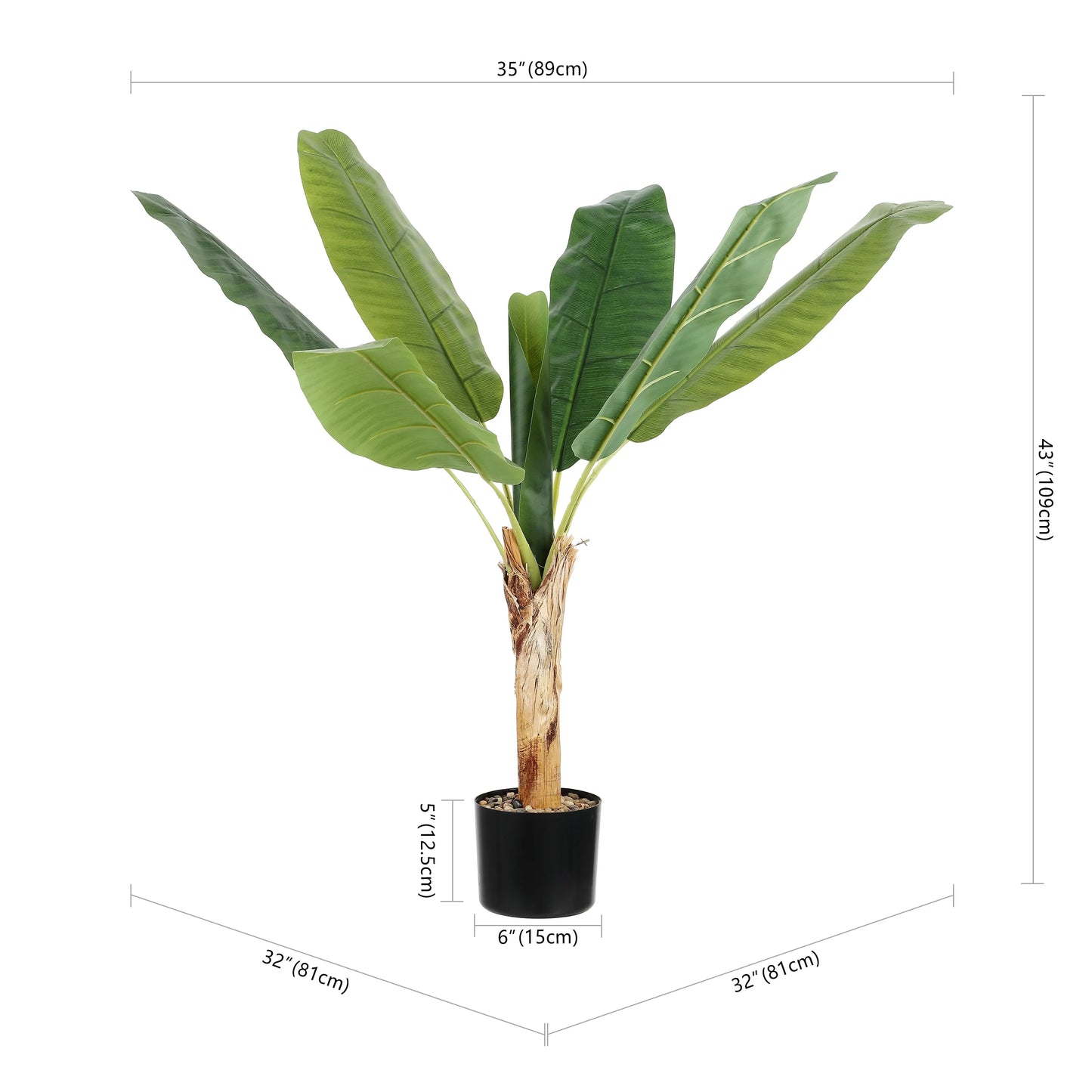 SAFAVIEH Faux Banana Leaf 40-inch Potted Tree - Green - 35"W x 35"D x 40"H