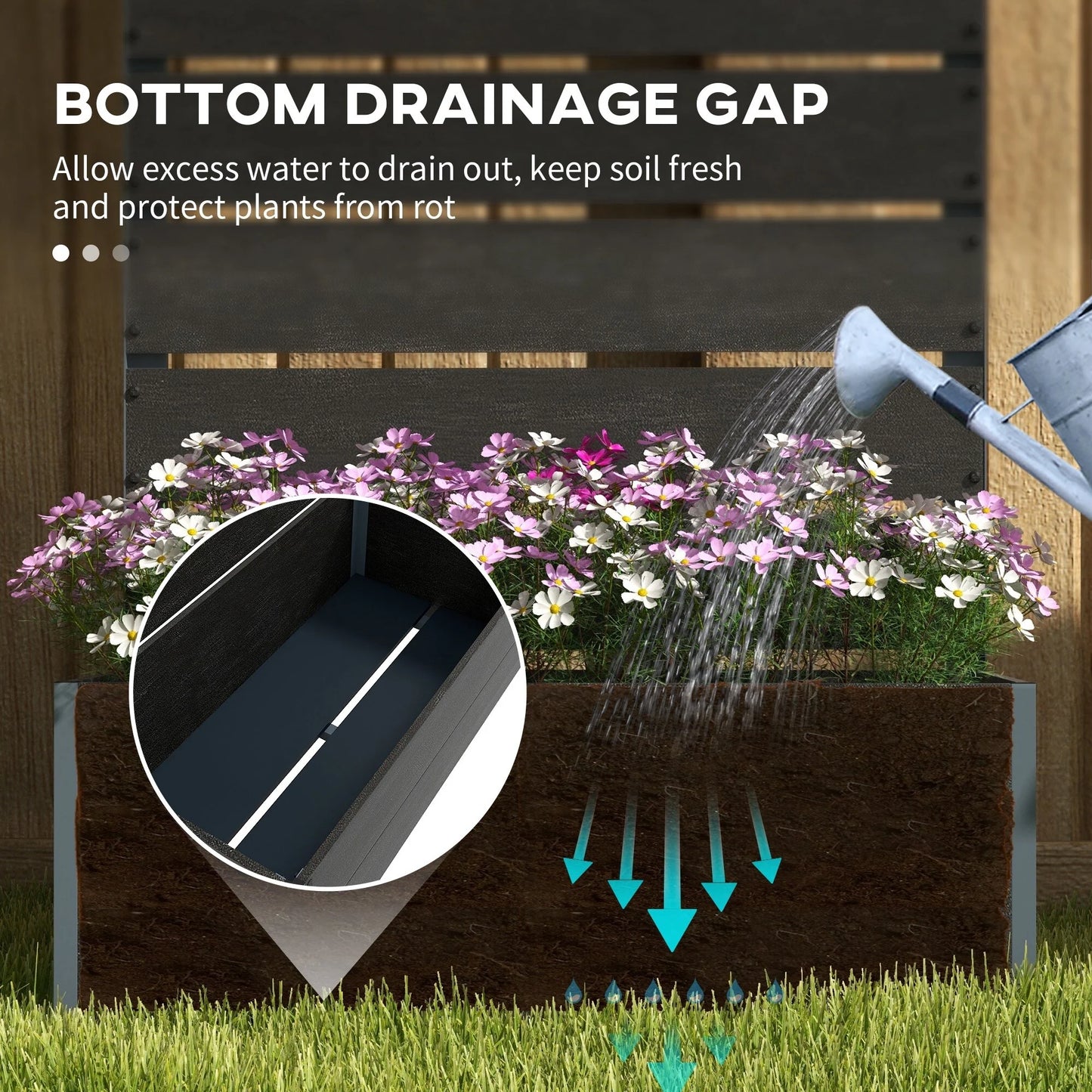 Outsunny Raised Garden Bed with Trellis for Climbing Plants, Planter Box with Drainage Gap, Freestanding Trellis Planter