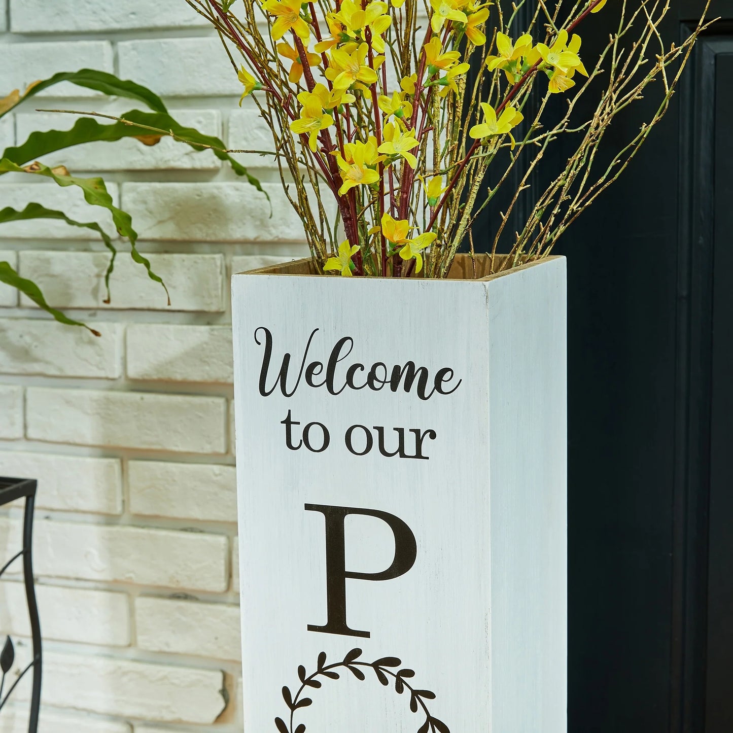 Glitzhome 30"H Rustic Welcome & Home or Welcome & Porch Double Sided Wooden Planter Sign Front Door Decor(2025 Quality-upgraded)