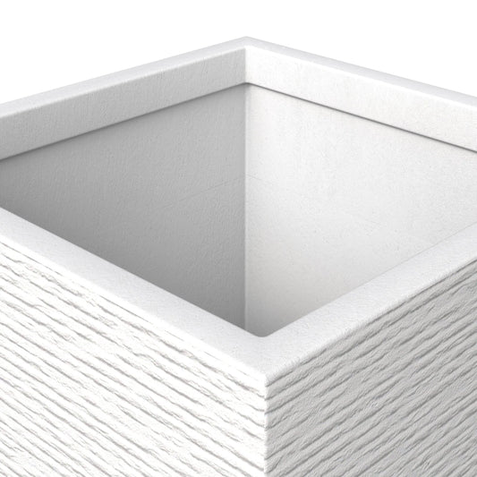 Basalt Tall Square Fiberstone Planter, Modern Weather-Resistant Indoor/Outdoor Pot with Drainage by LeisureMod