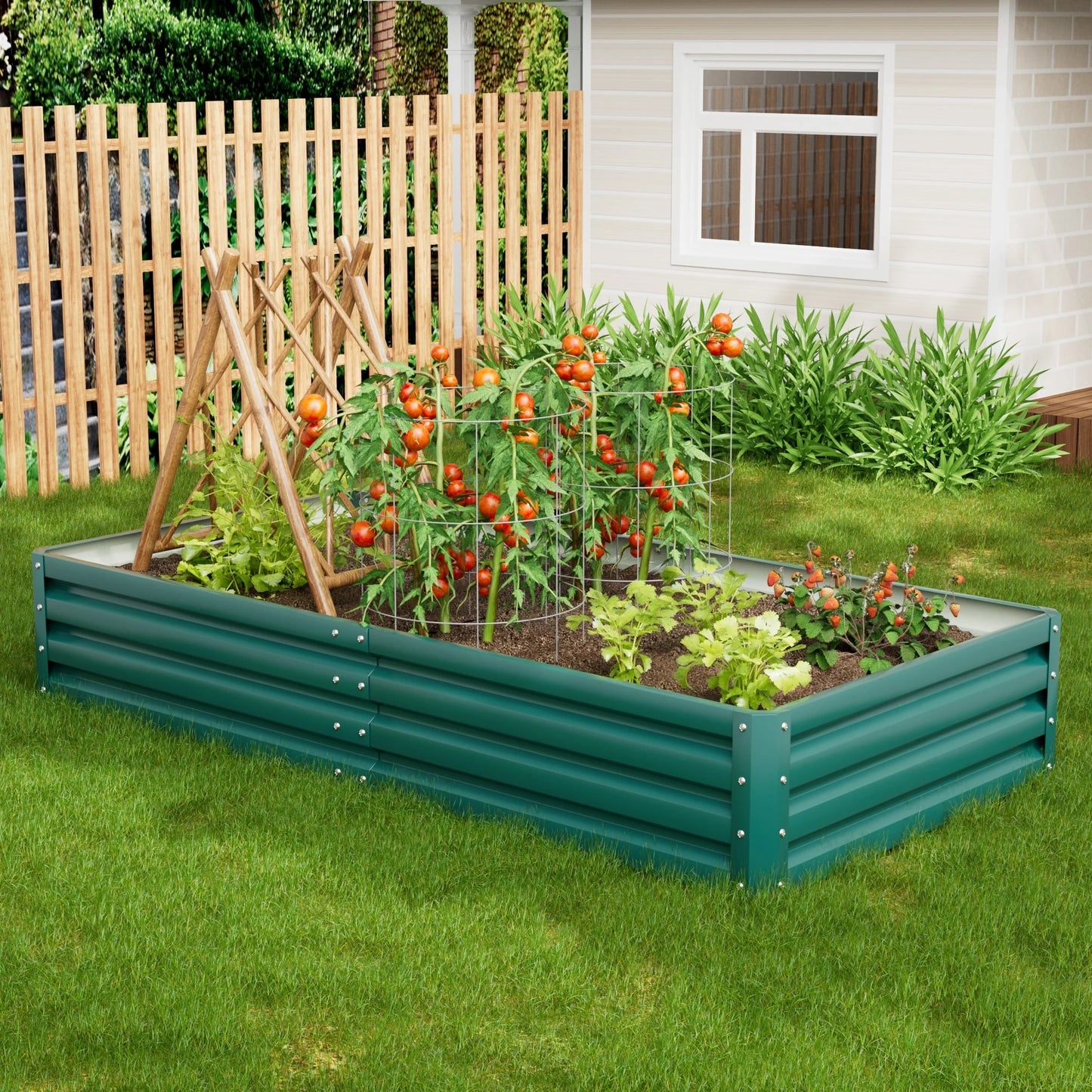 Homall Galvanized Raised Metal Planter Box Garden Bed Planter