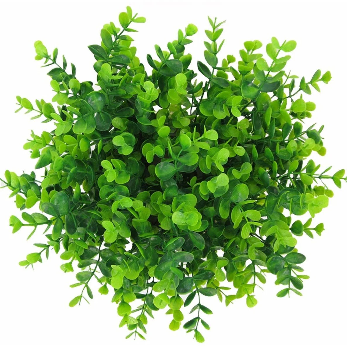 Enova Home 4 Pack Artificial Fake Green Plant Eucalyptus Plastic Leaves Grasses Bush for Home Table Office Outdoor Decoration