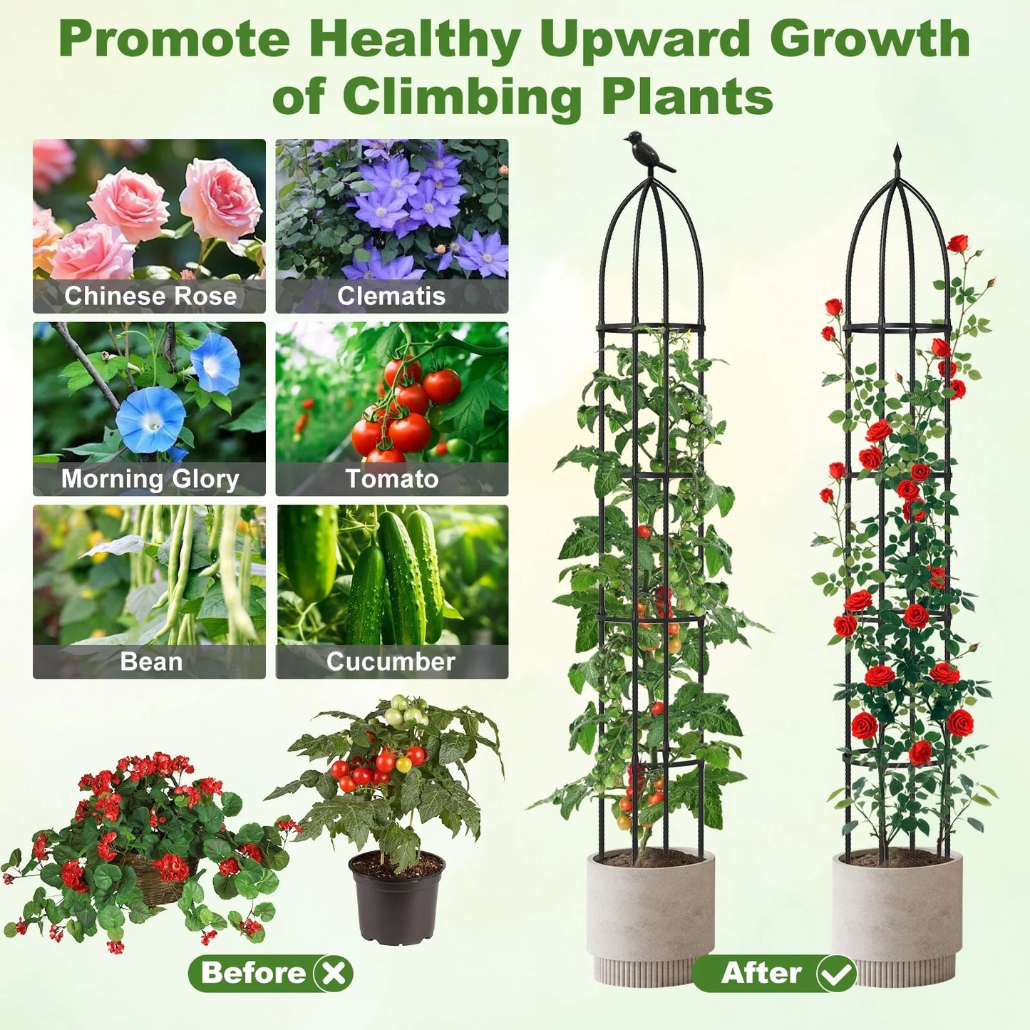 Gymax 2-Pack Garden Obelisk Trellis for Climbing Plants Rustproof