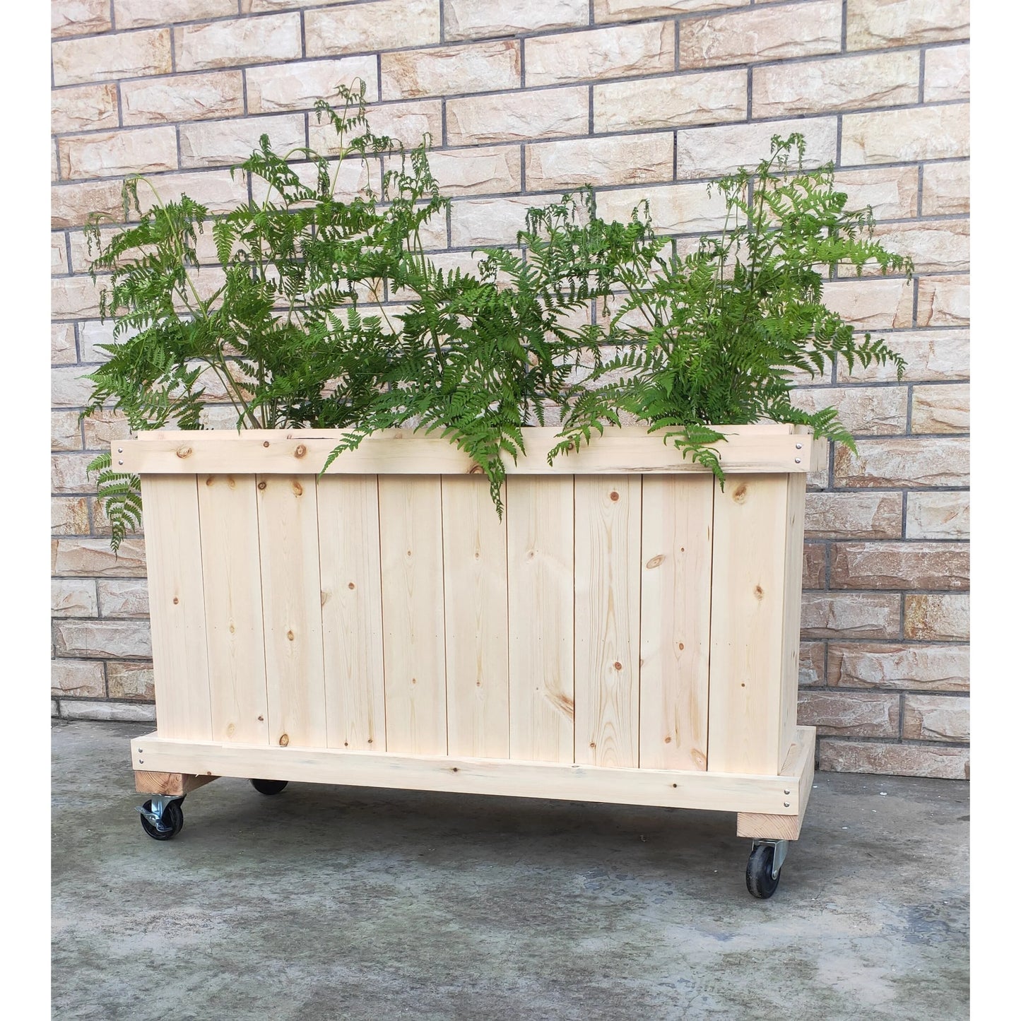 45inx25inx14in Solid Wood Rolling Planter Barrier