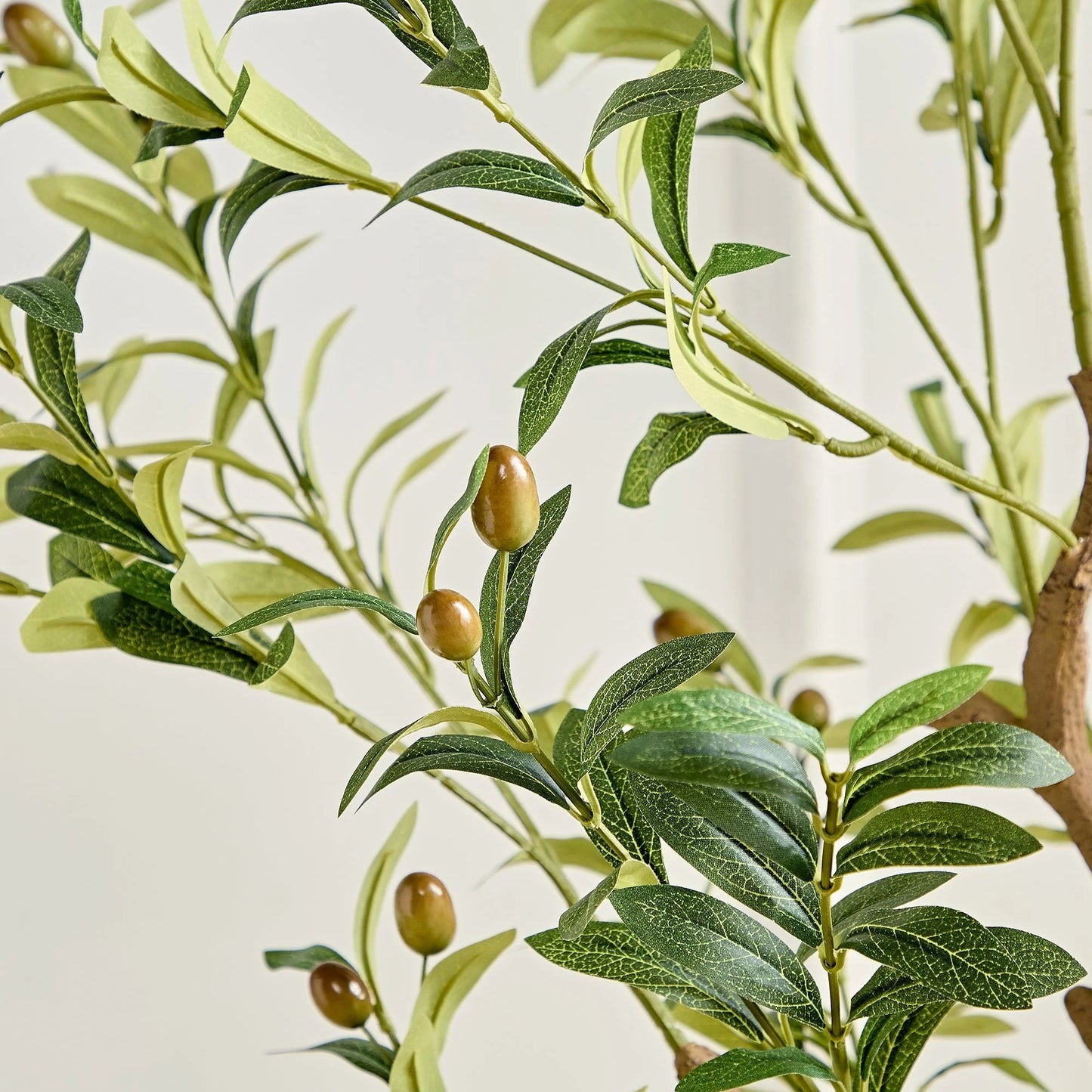 Artificial Olive Tree 59/71 Inch Tall Faux Silk Plant Indoor Fake Potted Tree with Wood Branches and Fruits