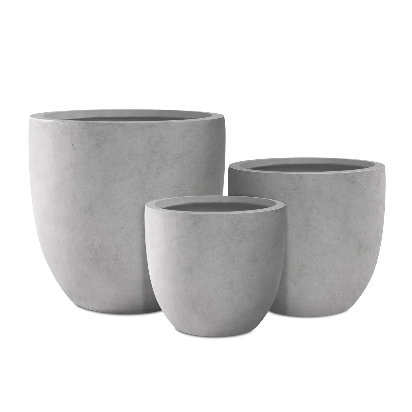 Kante 20", 16.5", 13.3"W Weathered Finish Round Concrete Planters (Set of 3), Outdoor/Indoor Decorative Pots w/ Drainage Hole