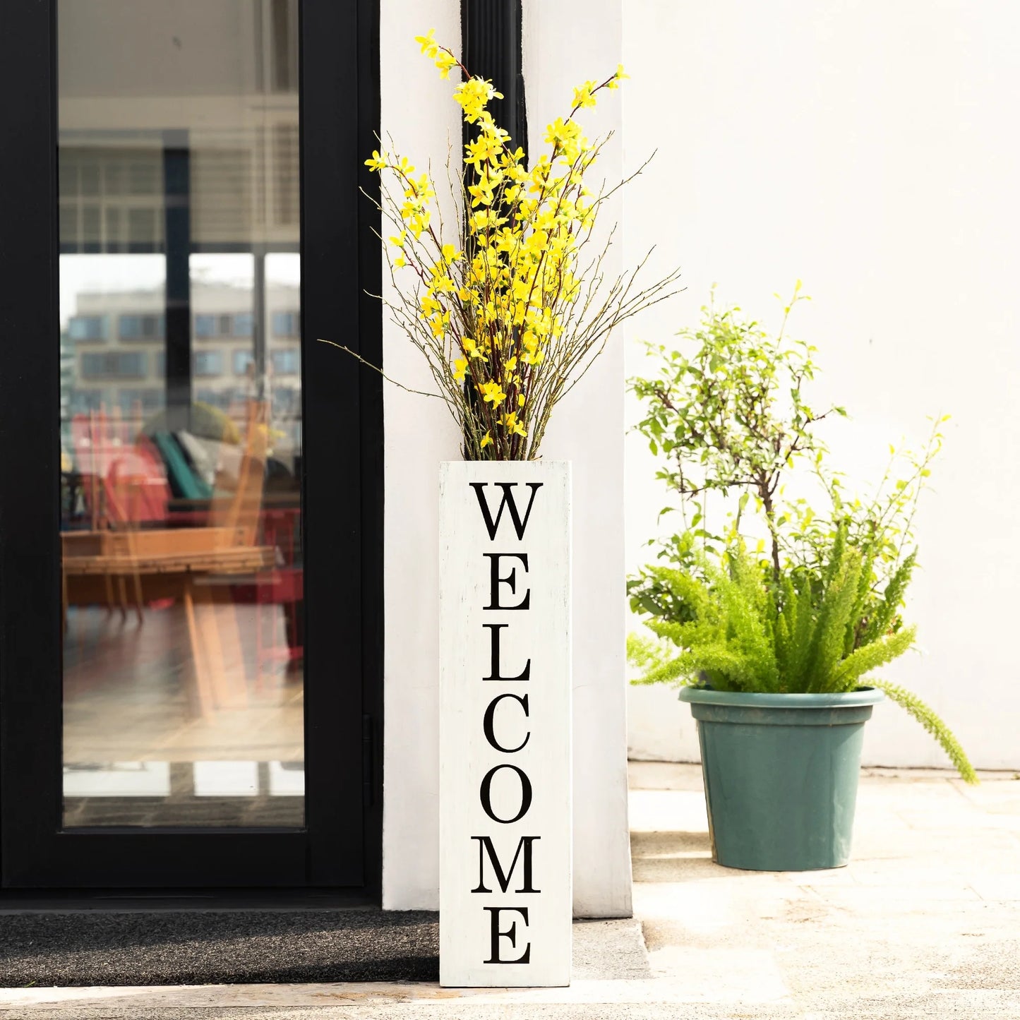 Glitzhome 30"H Rustic Welcome & Home or Welcome & Porch Double Sided Wooden Planter Sign Front Door Decor(2025 Quality-upgraded)