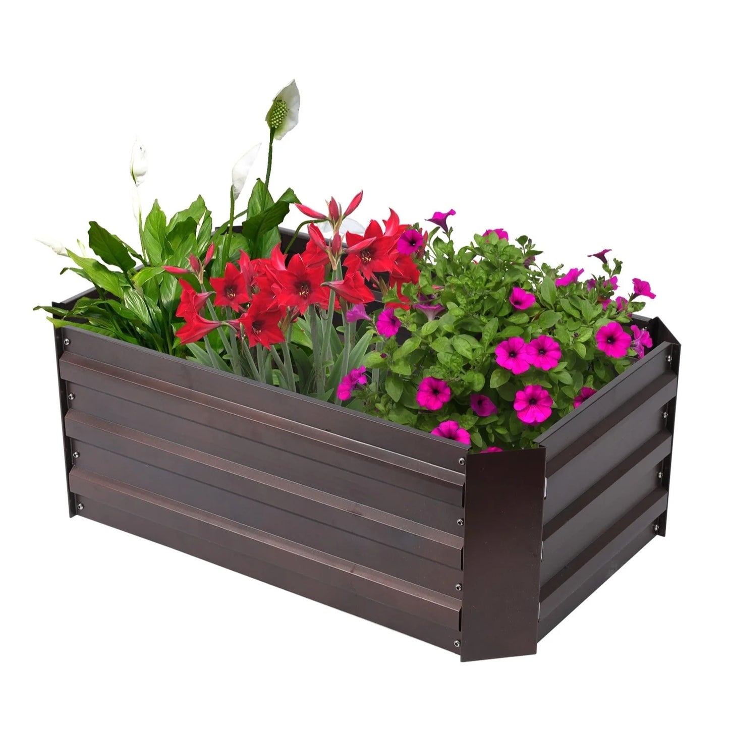 Brown Metal Rectangular Garden Bed Planter - 32" W x 20.2" D x 11.8" H
