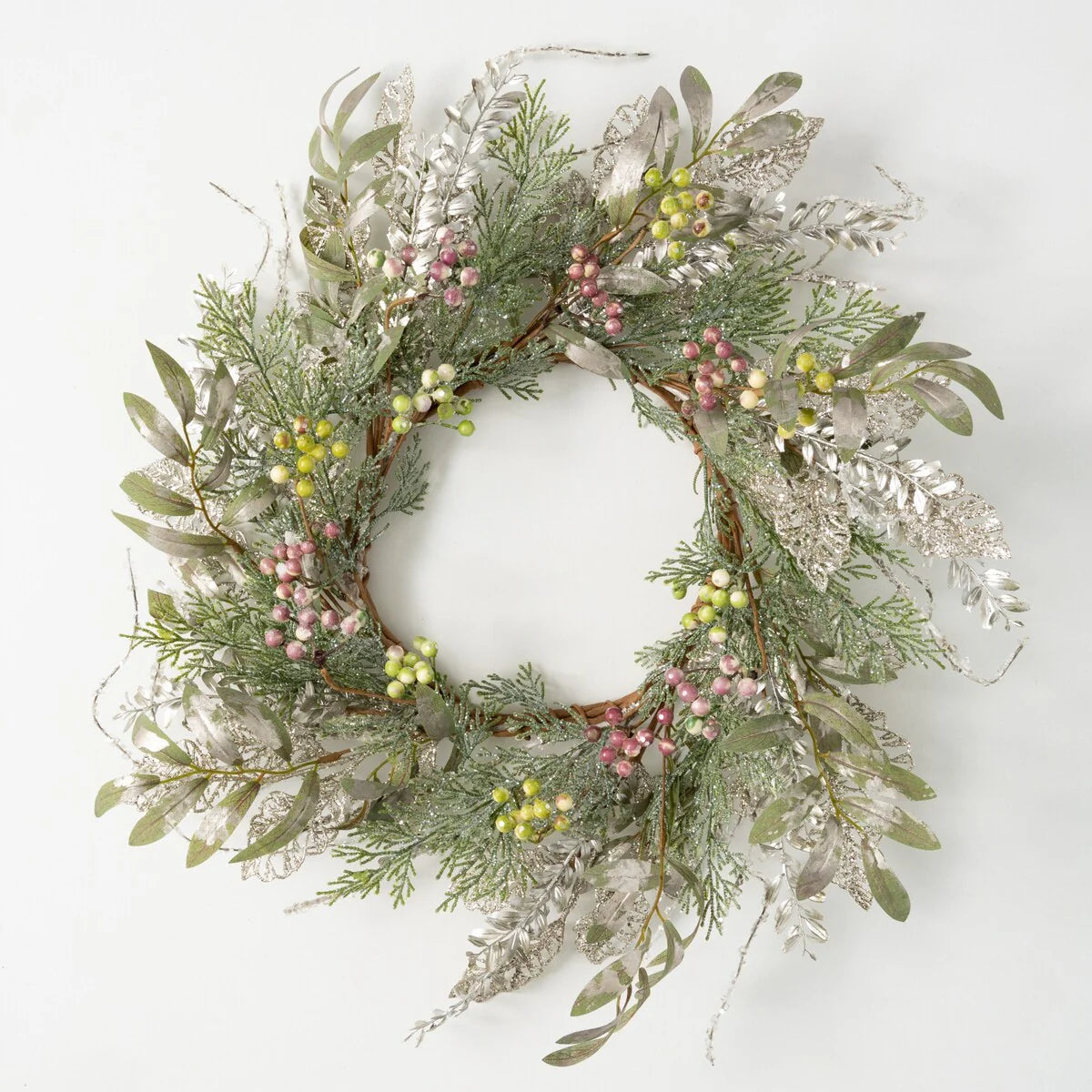 Sullivans Artificial Pine And Berry Wreath, Multicolored