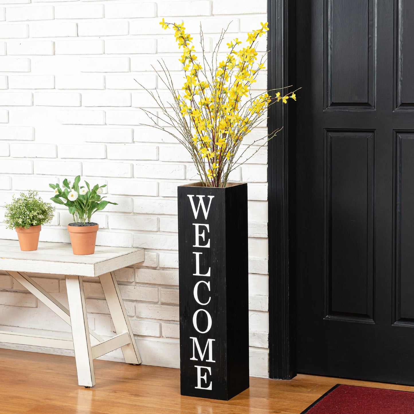 Glitzhome 30"H Rustic Welcome & Home or Welcome & Porch Double Sided Wooden Planter Sign Front Door Decor(2025 Quality-upgraded)